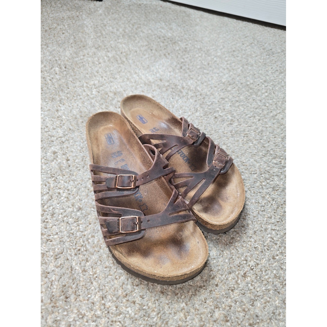 Birkenstock Granada Women’s Oiled Brown Leather Strap Buckle Sandals Size 9