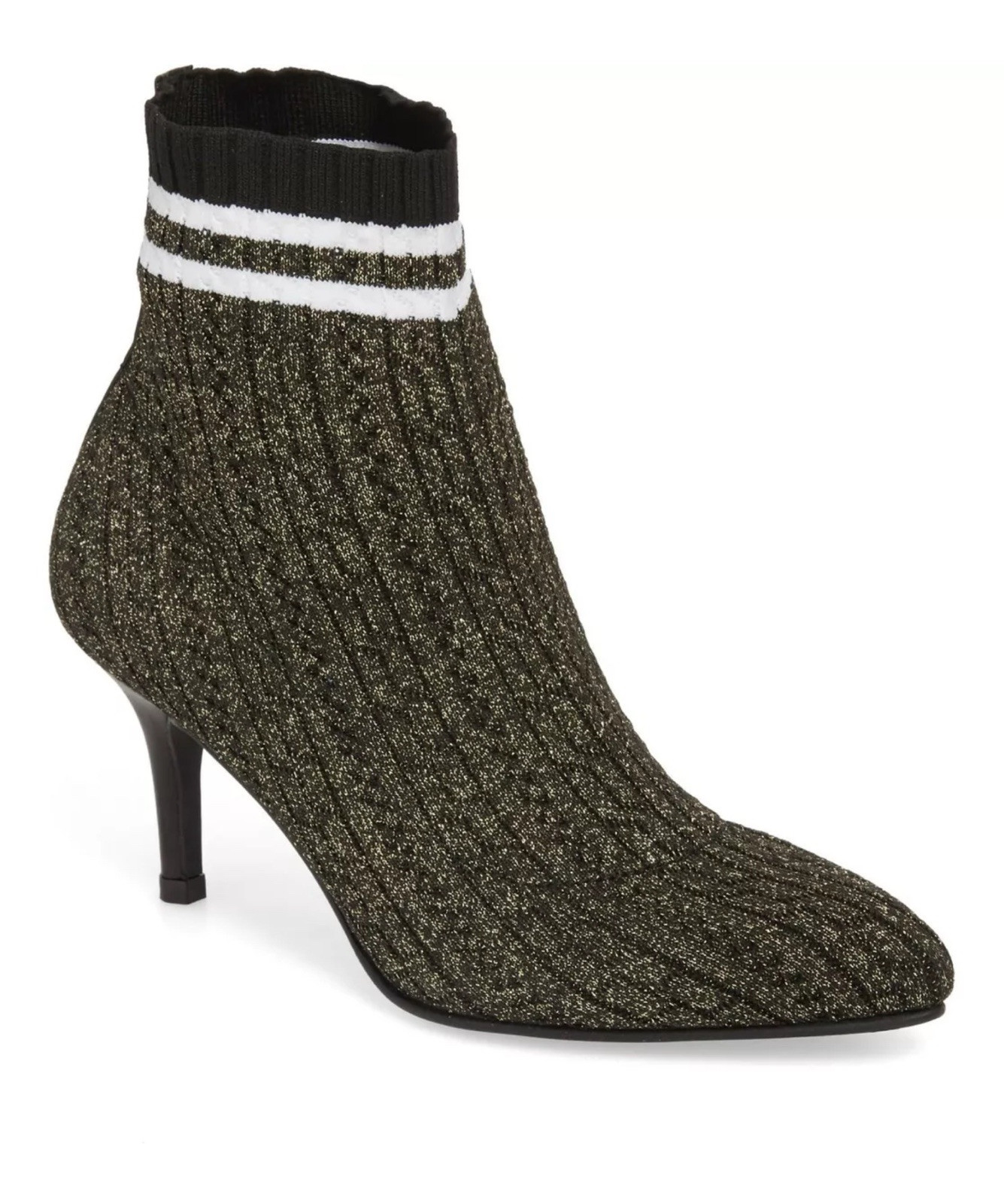 NEW $575 Stuart Weitzman Women’s Waverly Sock Bootie Black Gold US 9 M
