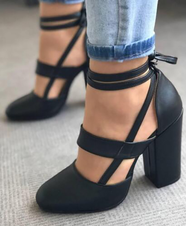 STYLISH Women Sandals Block Heels Black Beige Red Shoes Woman Plus Size 4-15