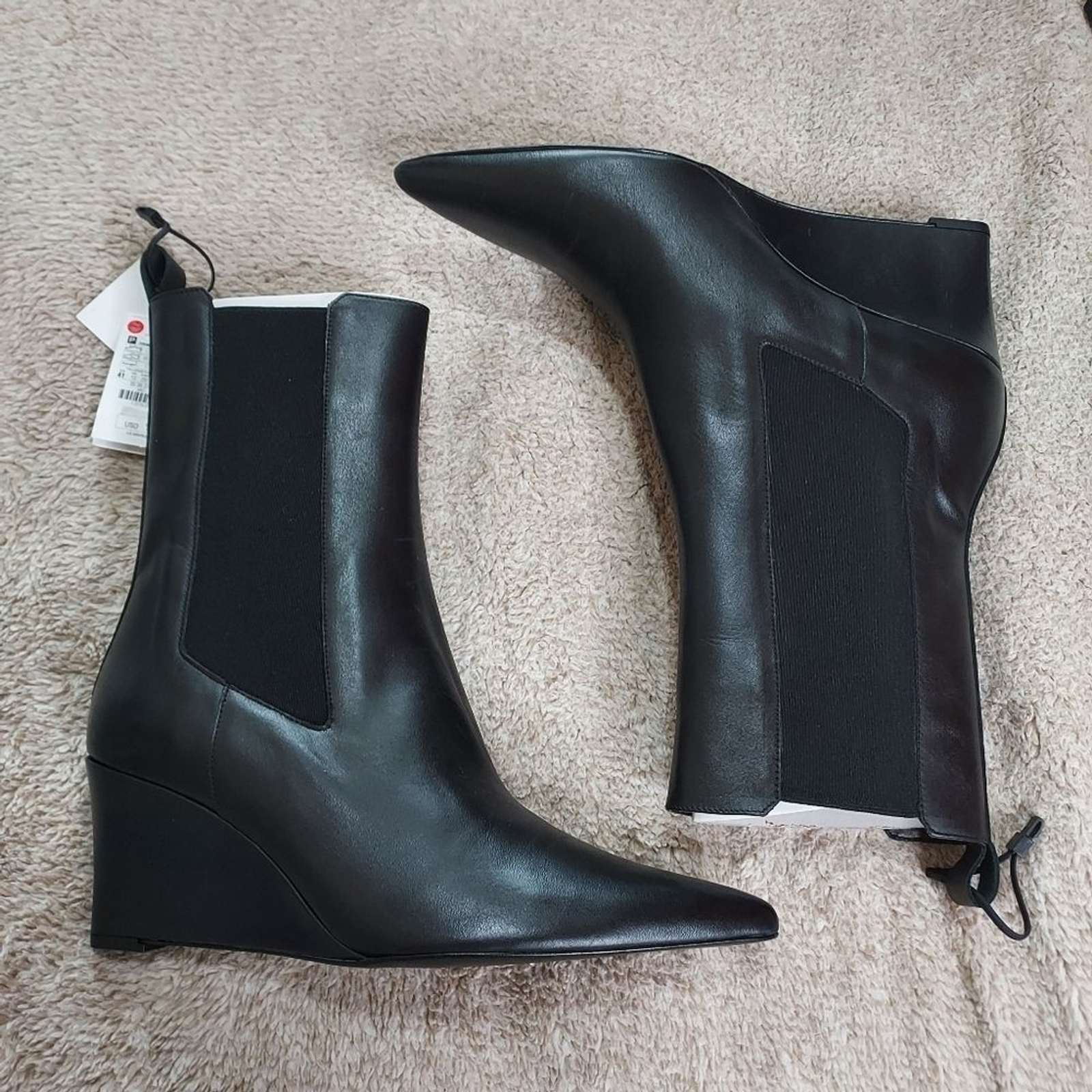 Zara Leather Wedge Ankle Boots