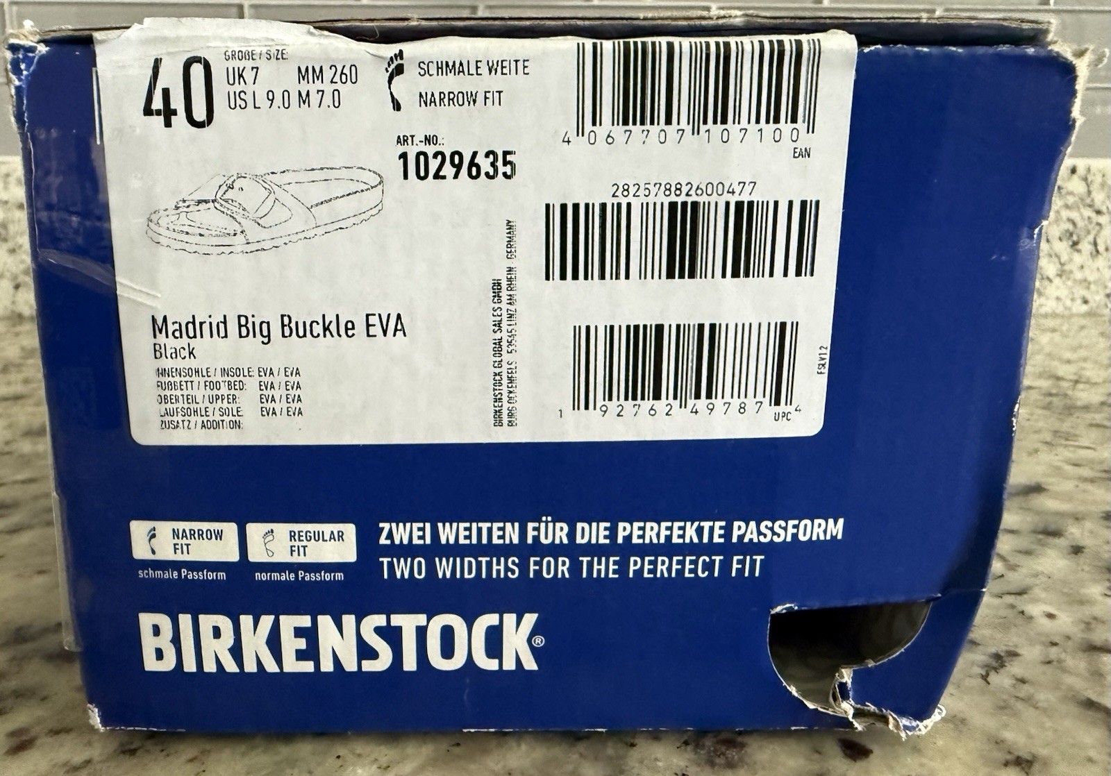 Birkenstock Madrid Big Buckle EVA Sandals Slides Black Women’s 8.5 Narrow NIB