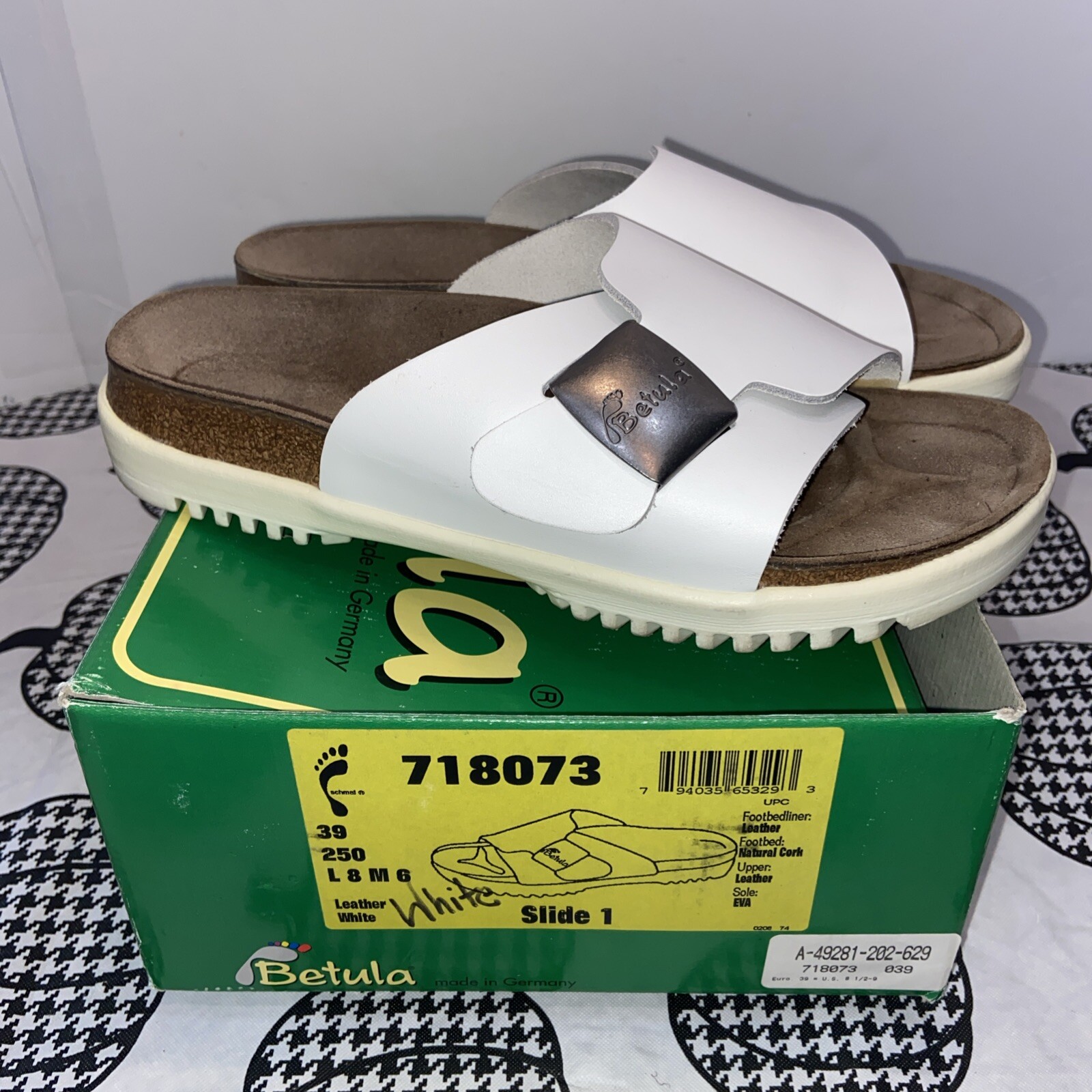 Birkenstock 250 Betula White Slide 1 Clogs Leather Womens Size EU 39 US 8 *FLAWS