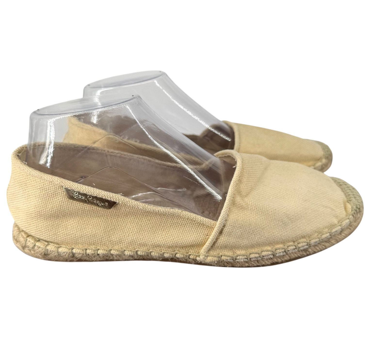 Lilly Pulitzer Lia Espadrille Flats 10 Beige Gold Canvas Slip On Round Toe Jute