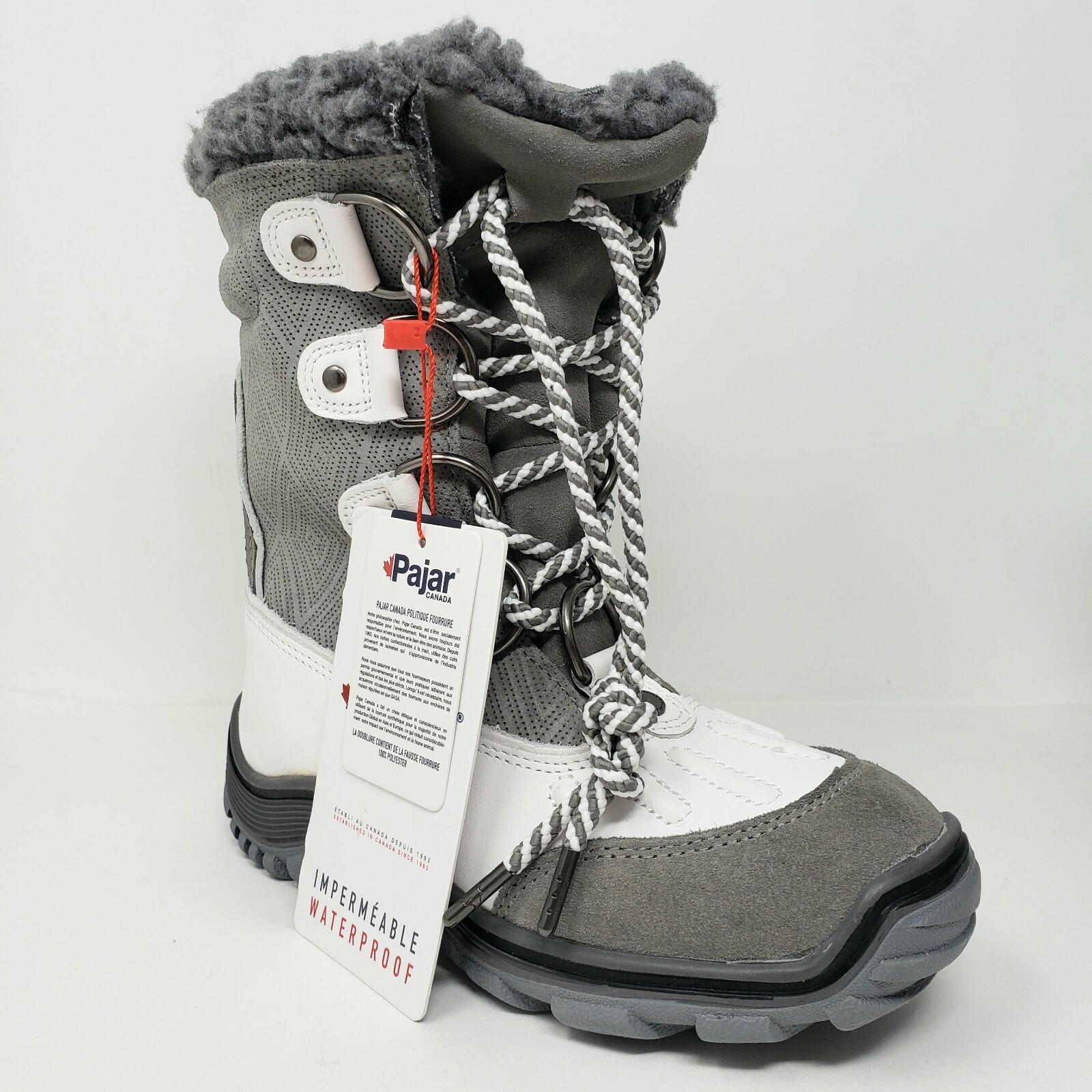Pajar Adelina Womens US 5 5.5 M EU 36 Waterproof Gray White Snow Boots New