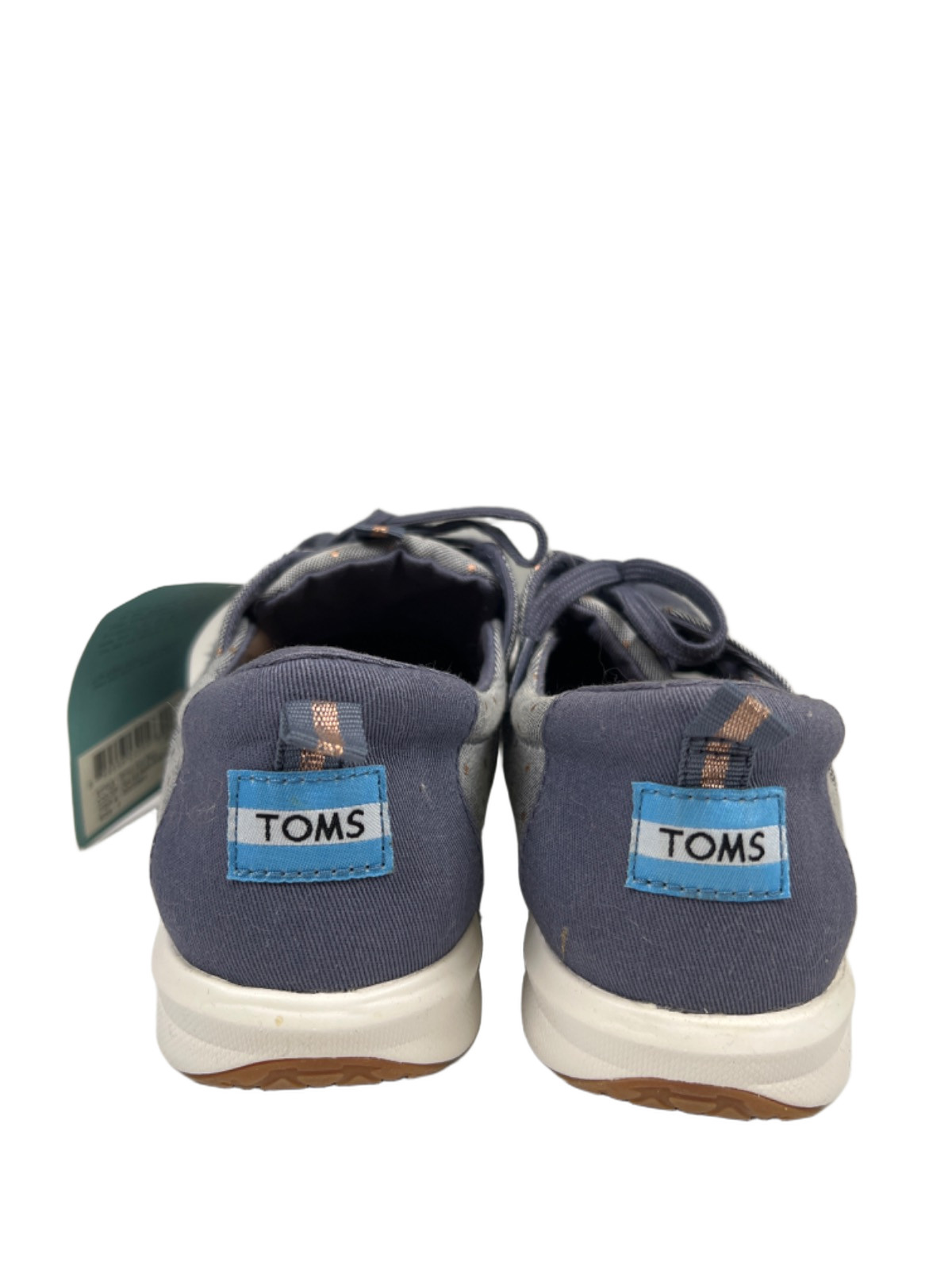 Toms Women’s Blue Del Rey Chambray Metallic Polka Dot Lace Up Sneakers – 7