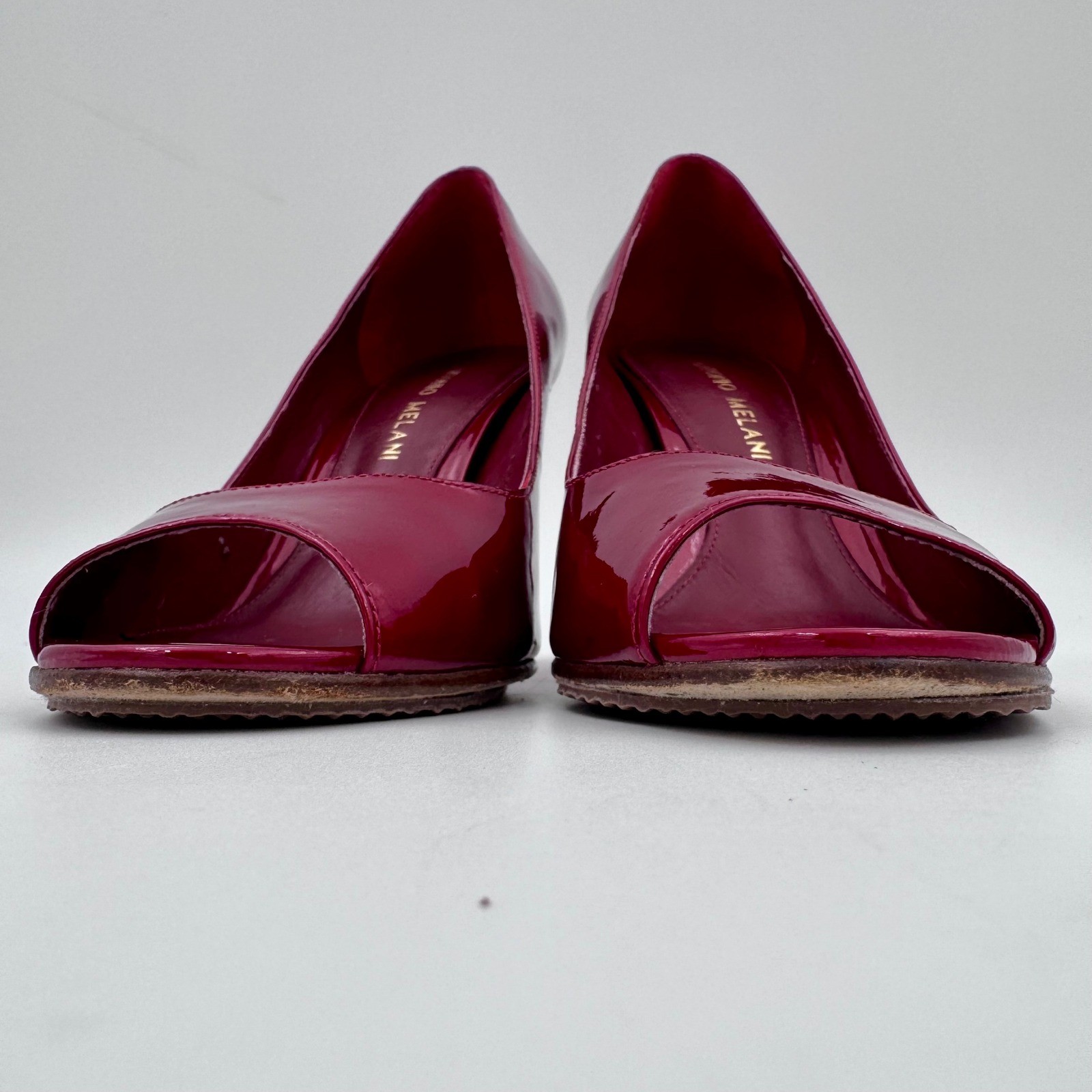 Antonio Melani Red Patent Leather Peep Toe Pumps Heels Size 5.5M