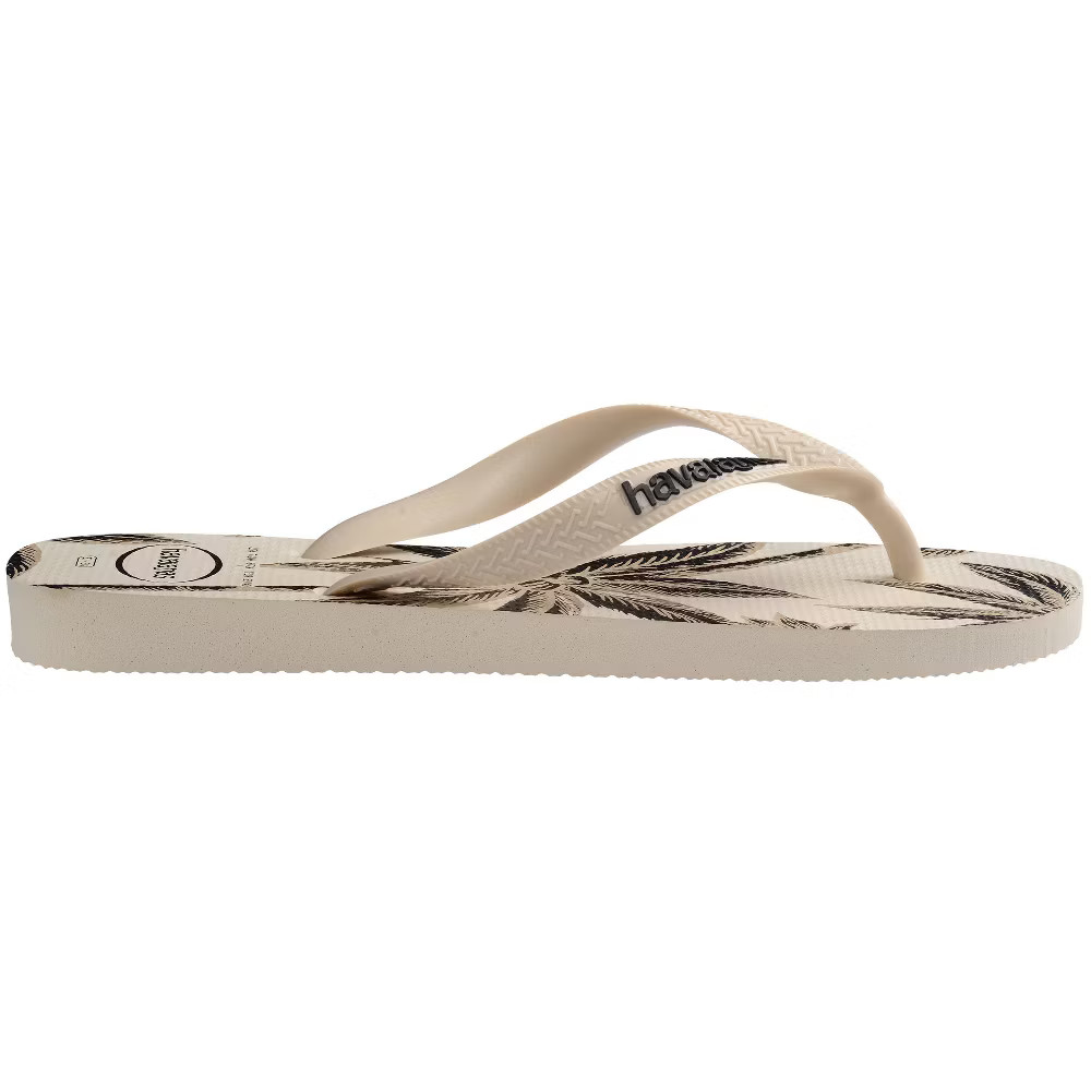 Havaianas Women Logo Flip Sandals – Beige/Black Print 7-8
