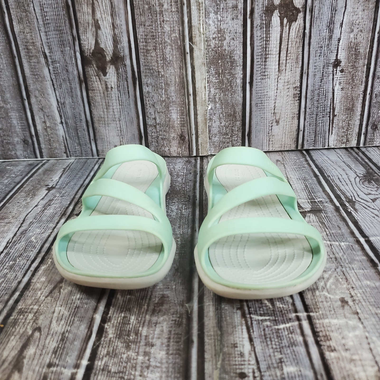 Women’s Crocs Swiftwater Slide Sandals Strappy Sports Wear Comfort Mint Size 6