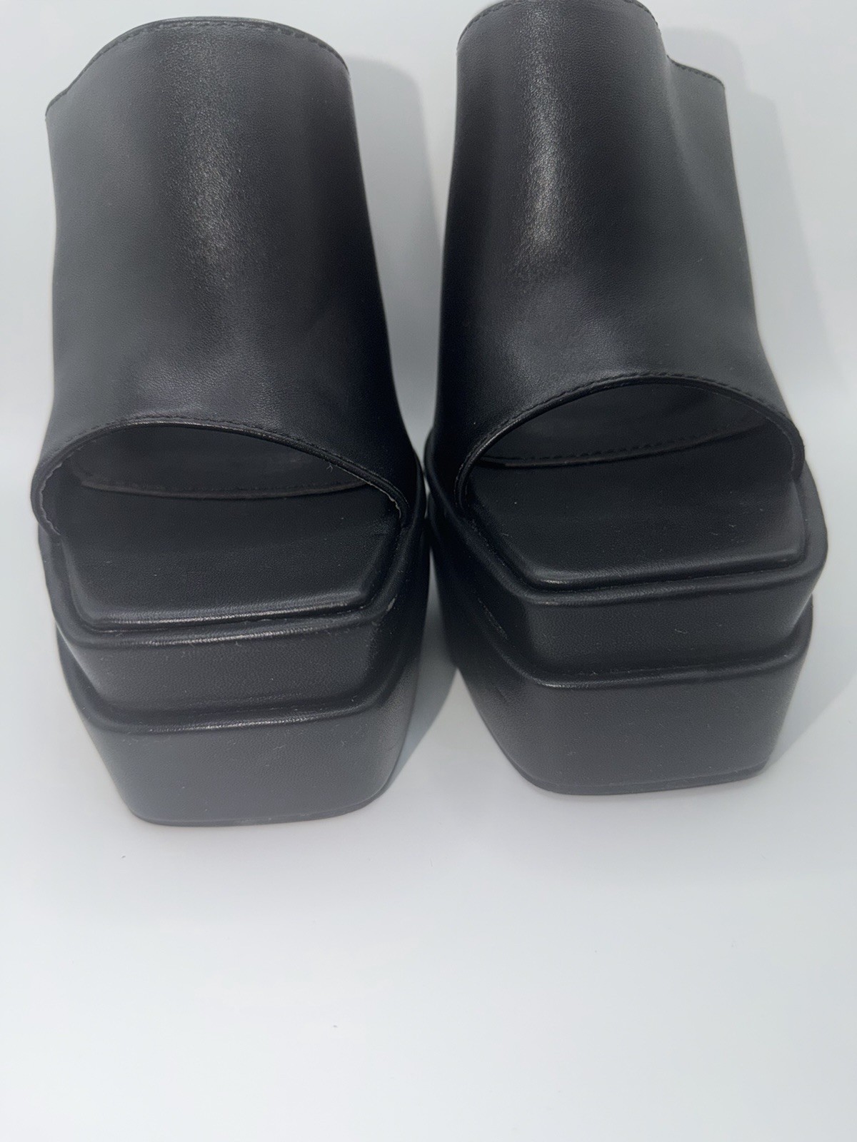 Public Desire Black Chunky Platform Mule Heels Size 5