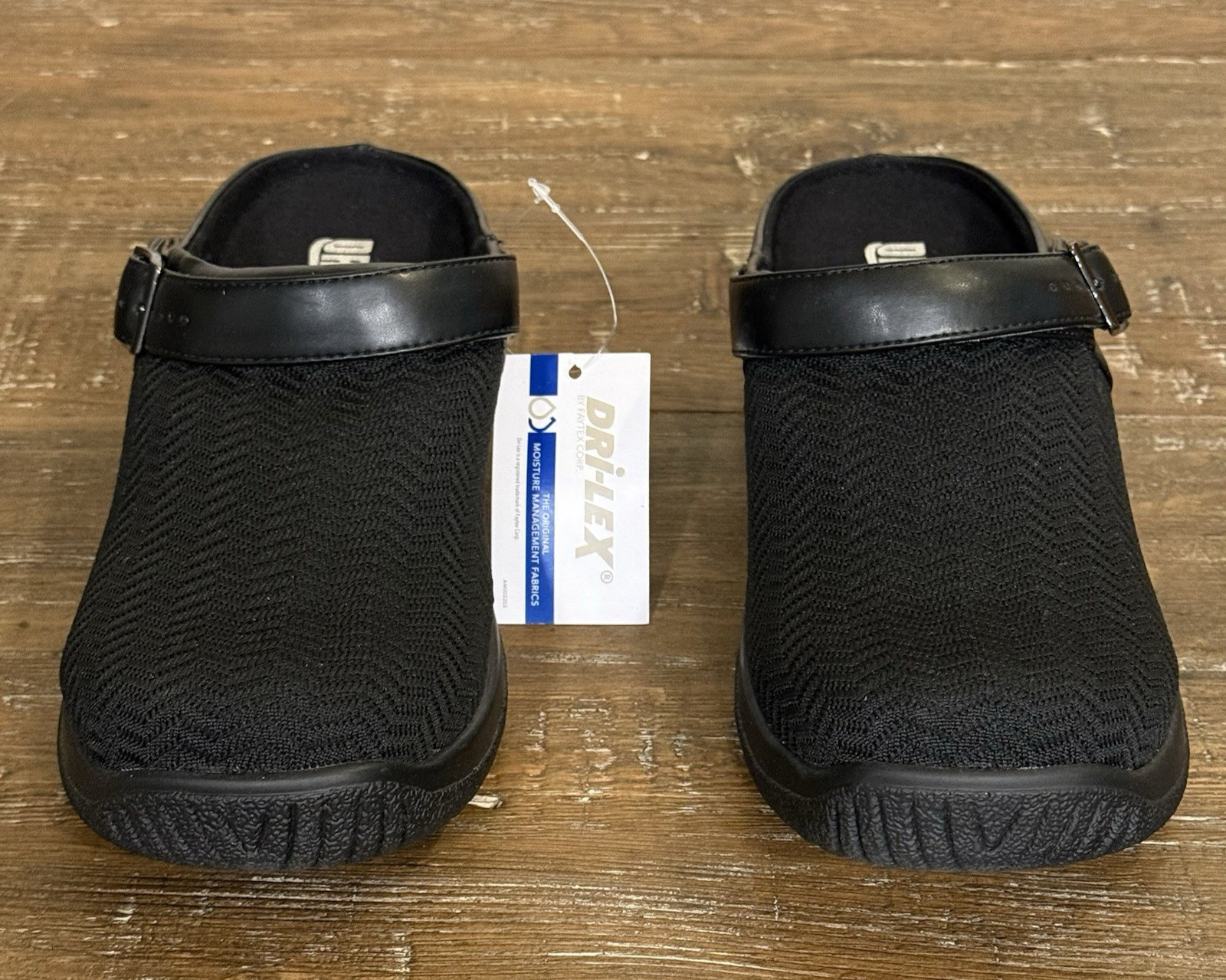 NEW Drew Savannah Clog Black Womens 8.5 W Wavy Stretch Mesh Comfort Work