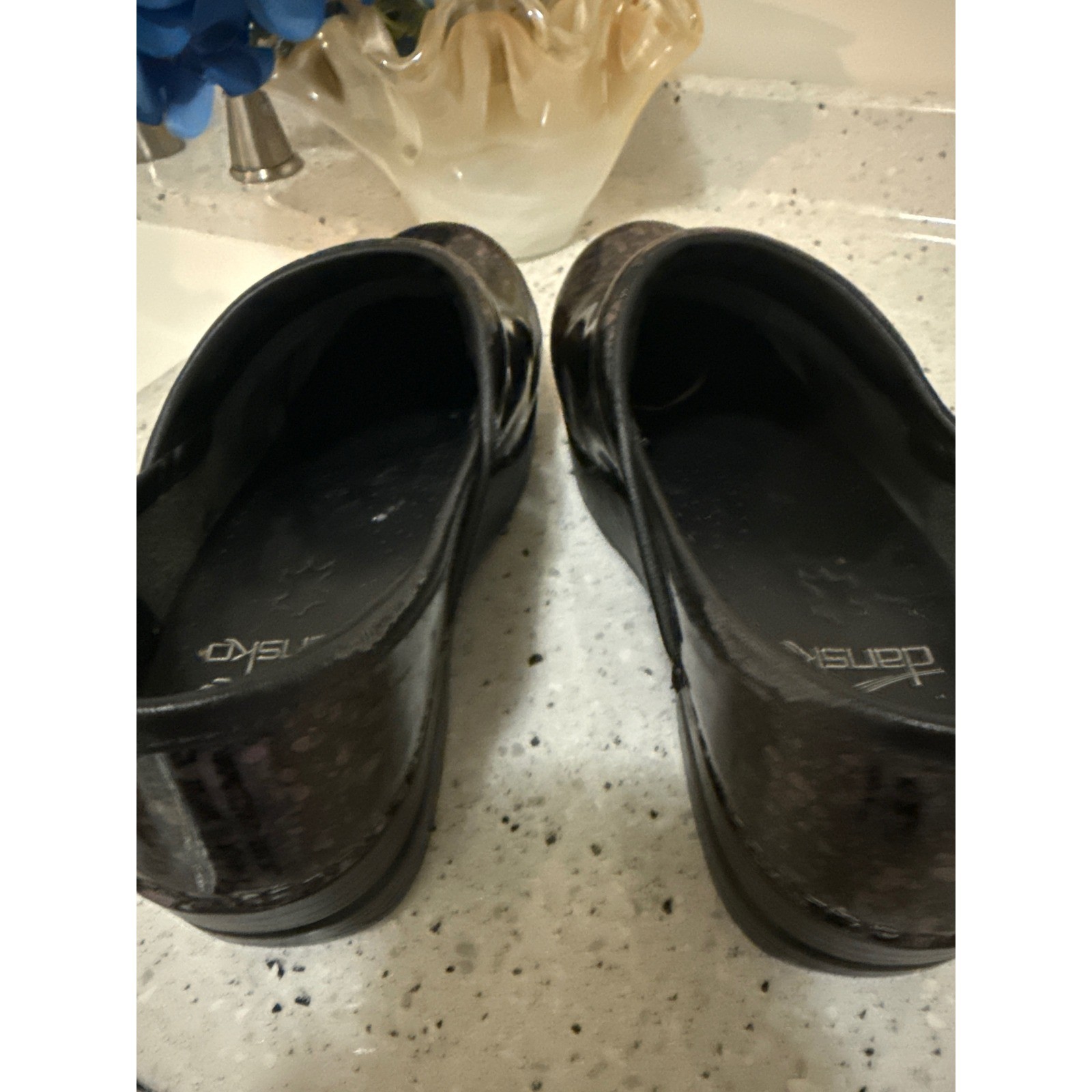 Dansko Professional Clogs Black Purple Galaxy Iridescent Patent Leather Shoes 36