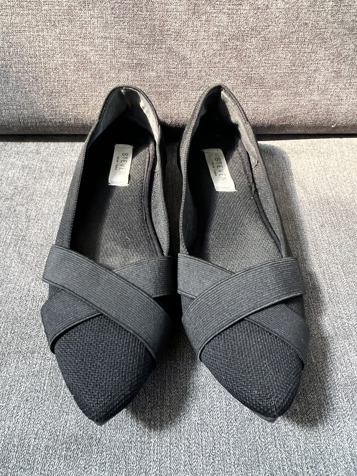 Steven New York Bandour Flats Womens Size 7.5 US Black Knit Slip On Comfort