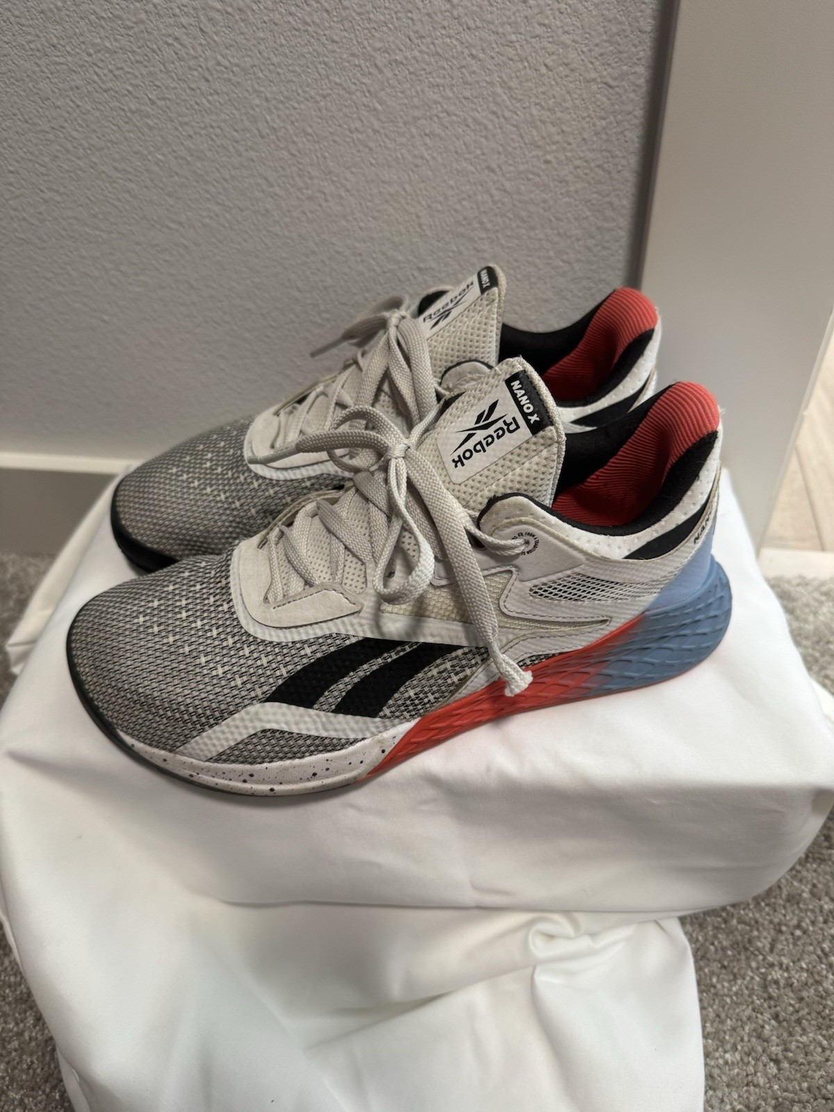 Reebok Nano X Women Training Sneakers Gray Black Red Blue Low Top Lace-Up FZ5816