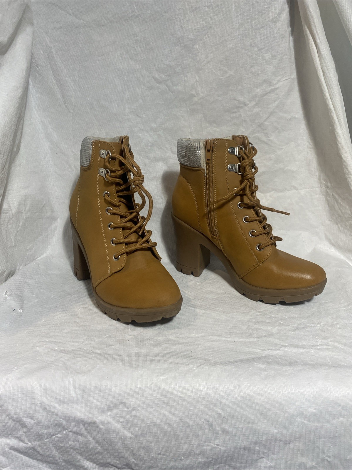 Sugar Women’s Brown Booties Side Zip Size 5.5M Sparkle Ankle Boots