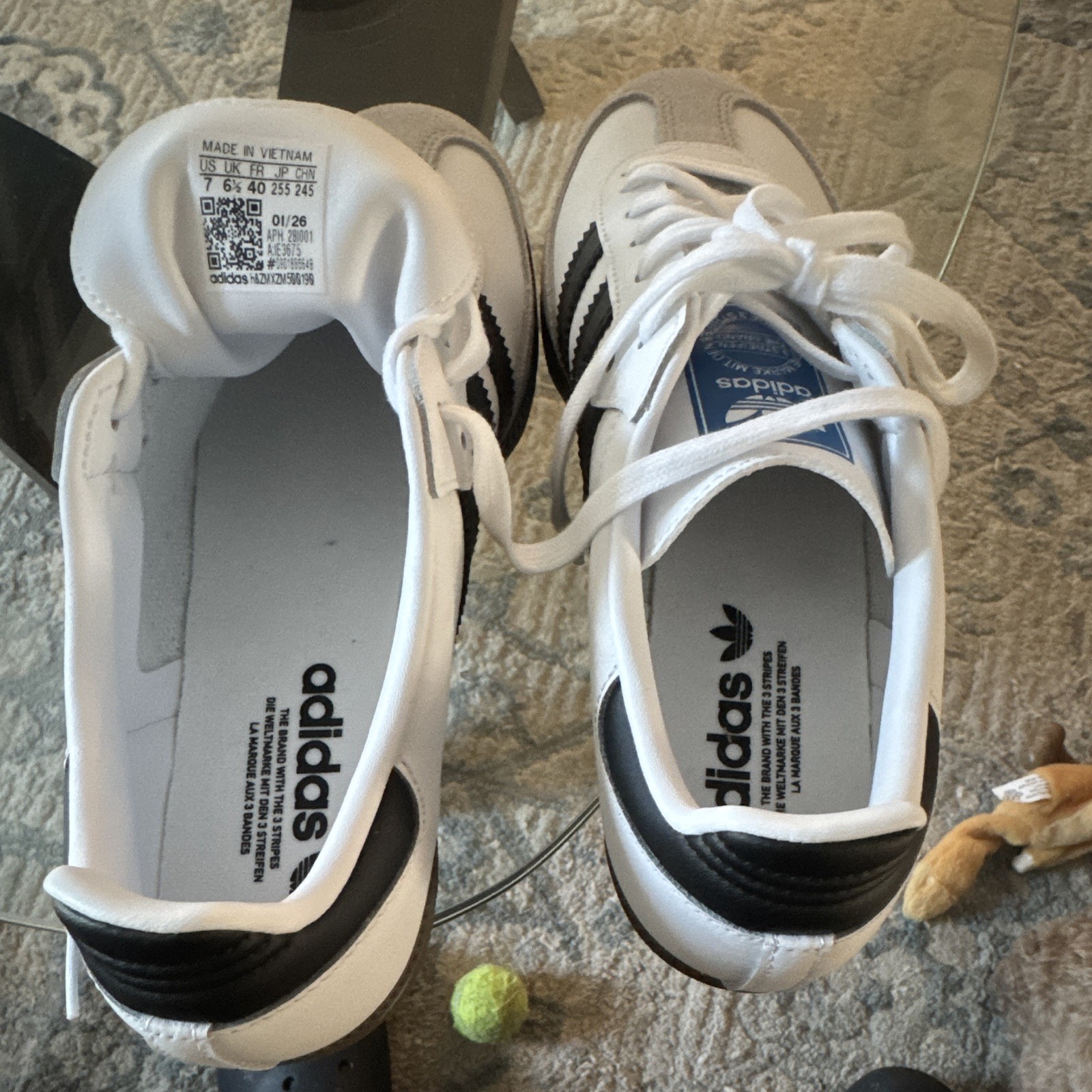 adidas Samba Women’s Low Top Leather Sneakers White/Black/Gray Rubber Sole