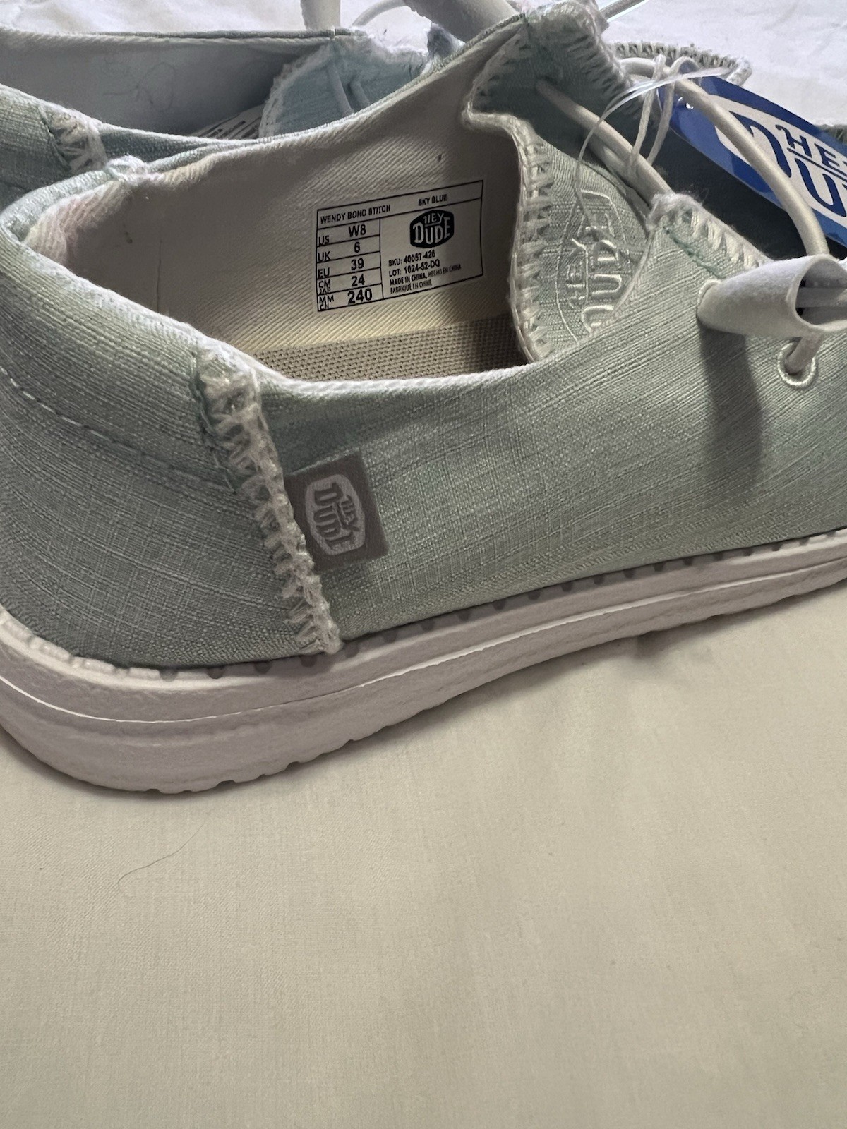 Hey Dude Wendy Boho Stitch Blue Slip-On Fabric Lightweight Comfort US 8 M