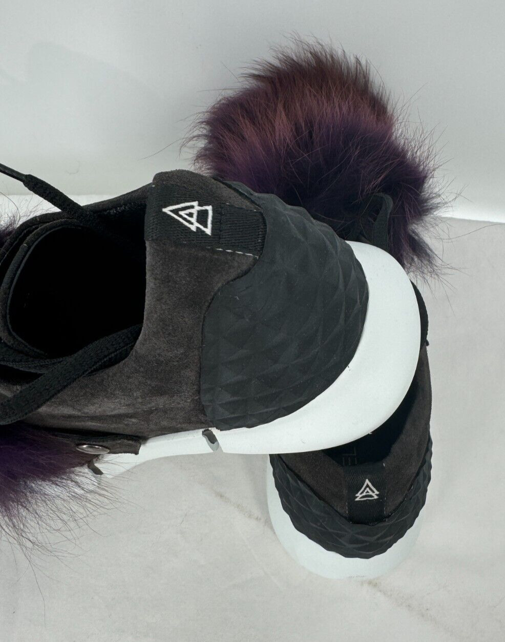 $550 Elena lachi Earth Brown Leather Suede Genuine Fox Fur Sneakers Shoes Sz 40