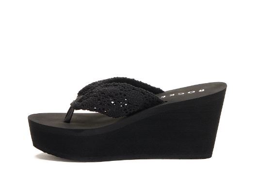 NEW WOMENS ROCKET DOG WEDGE PLATFORM FLIP FLOPS BLACK DOCK CROCHET 6,7,8,9,10,11