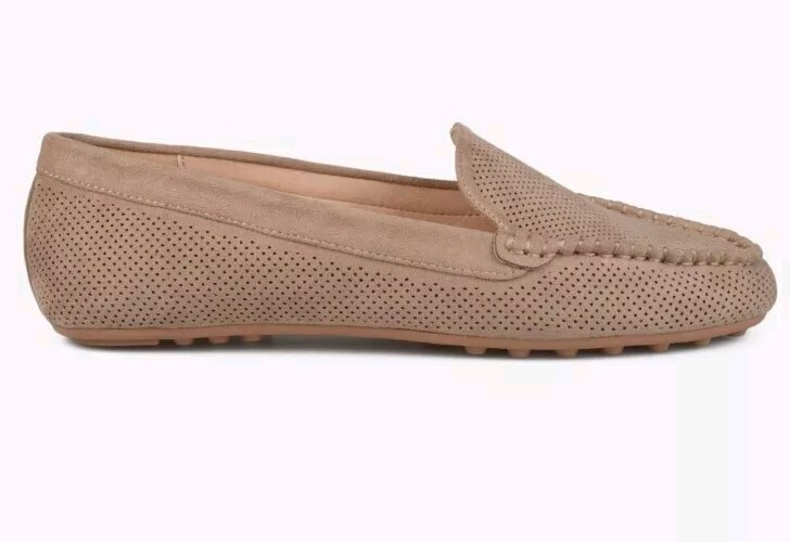 Halsey Tru Comfort Foam Women Comfort Sole Faux Nubuck Laser Cut Loafers Taupe 9