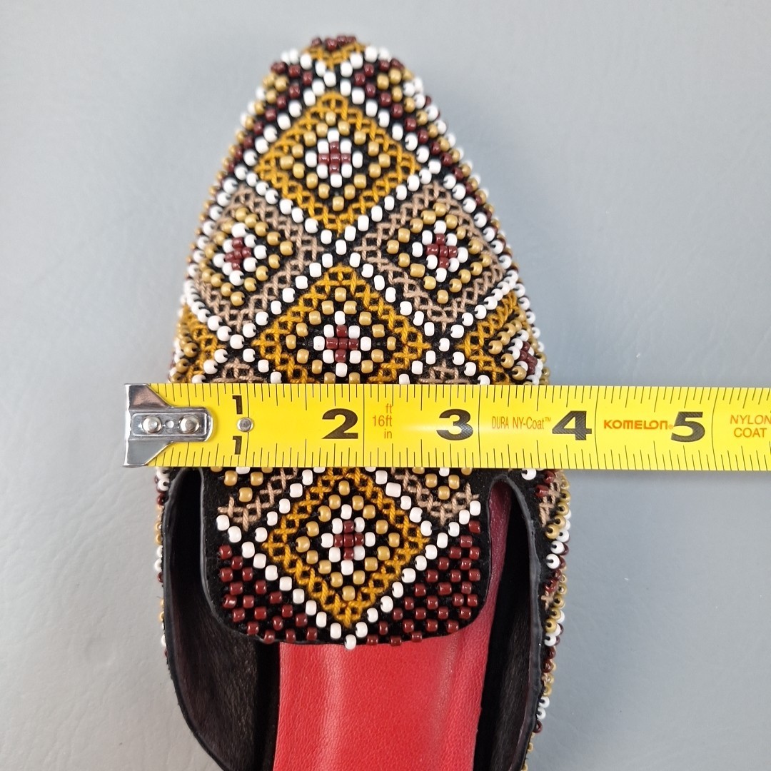 Zarah Juan Mules Slides Flats Shoes Beaded Geometric Philippines Sz 7 Wide 8 Reg