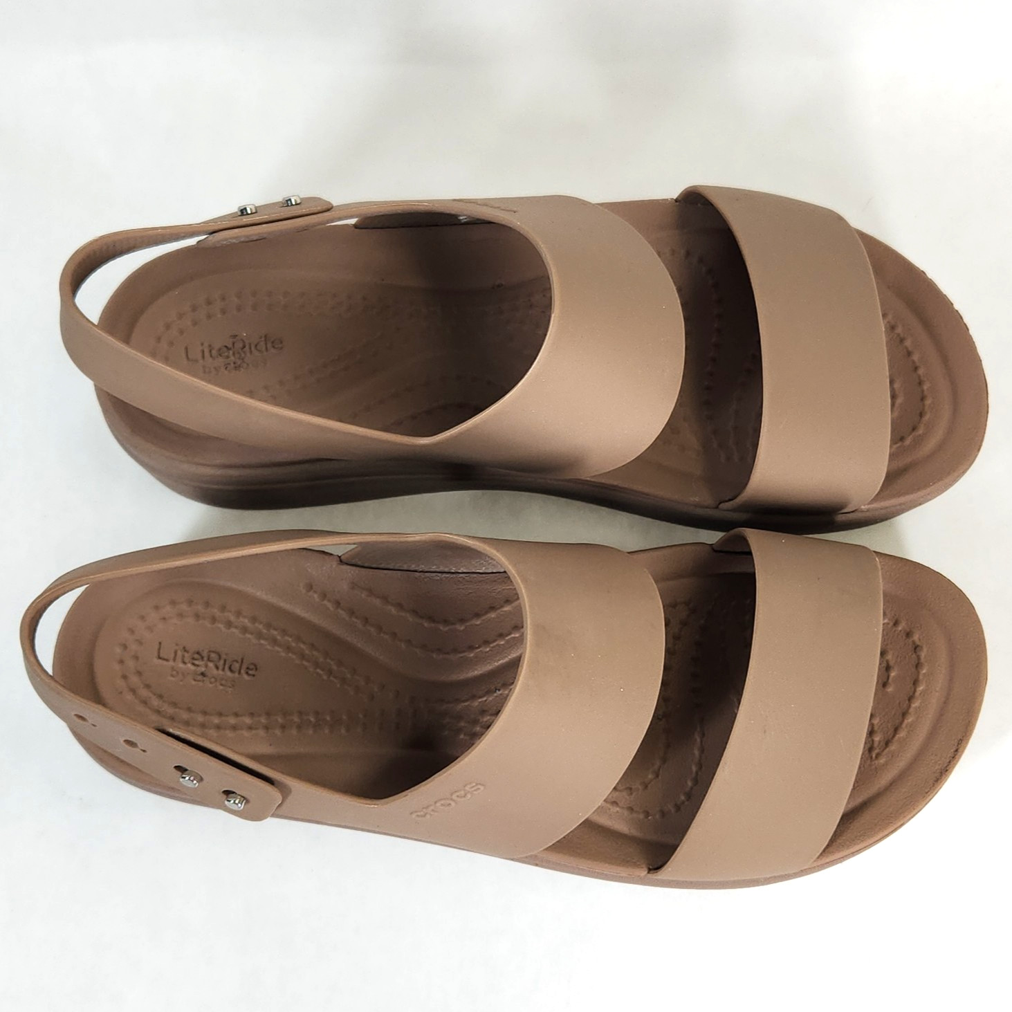 Crocs Brooklyn Low Wedge Sandals Women 5 Mushroom Platform Slingback Comfort