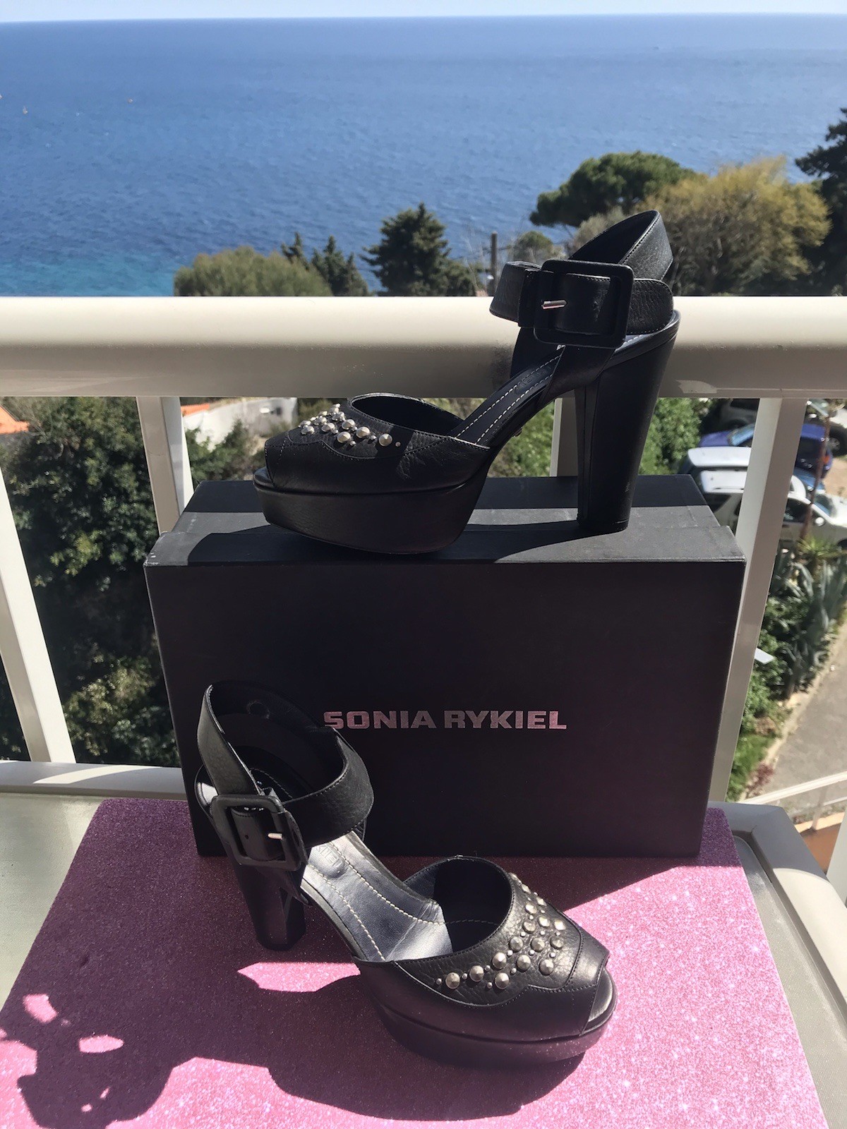 🍀SONIA RIKYEL 🌼LEATHER PLATFORM SHOES SIZE 36.5 🌷 💐💐 ́