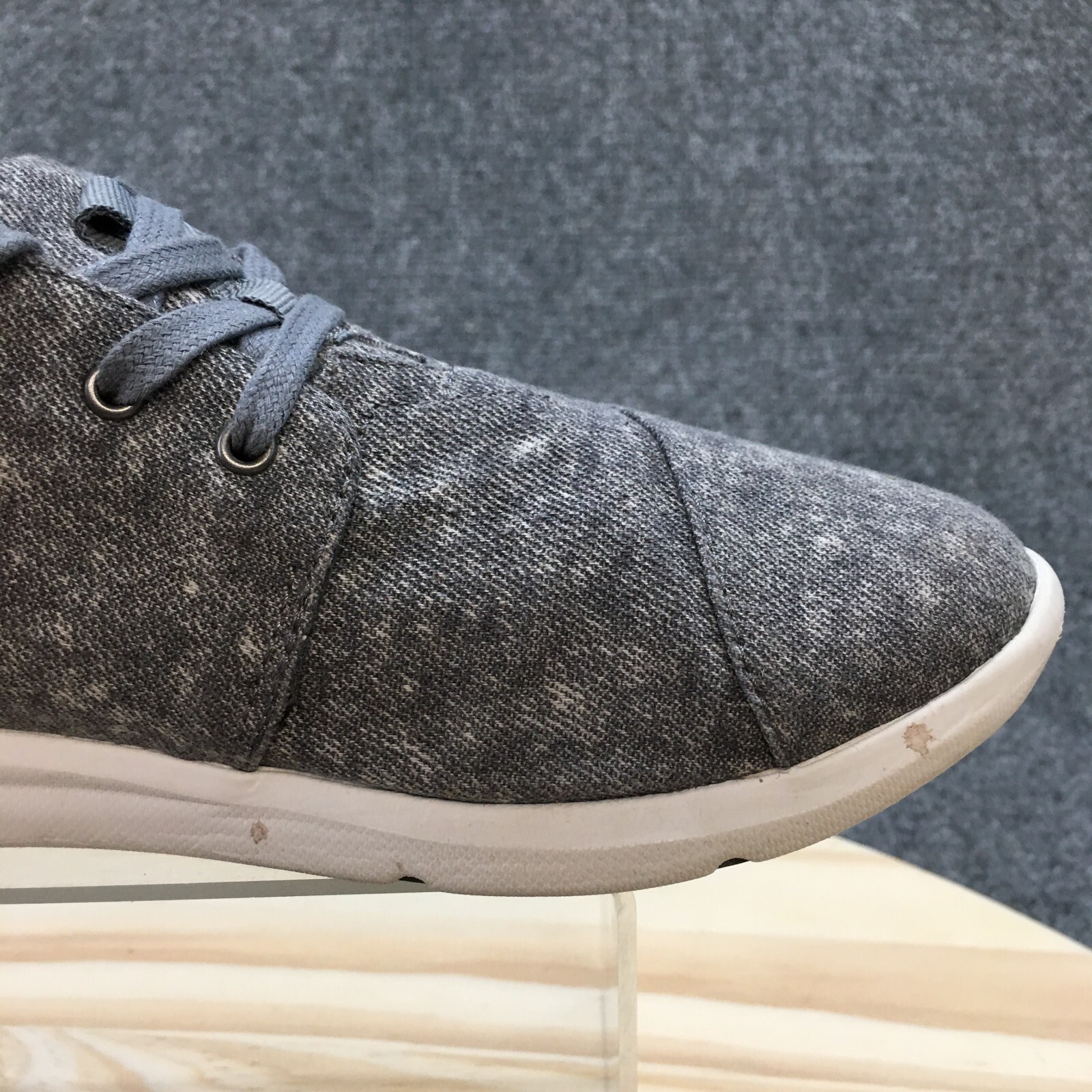 Toms Del Rey Shoes Womens 7.5 Casual Sneakers Walking Gra Fabric Lace Up Comfort