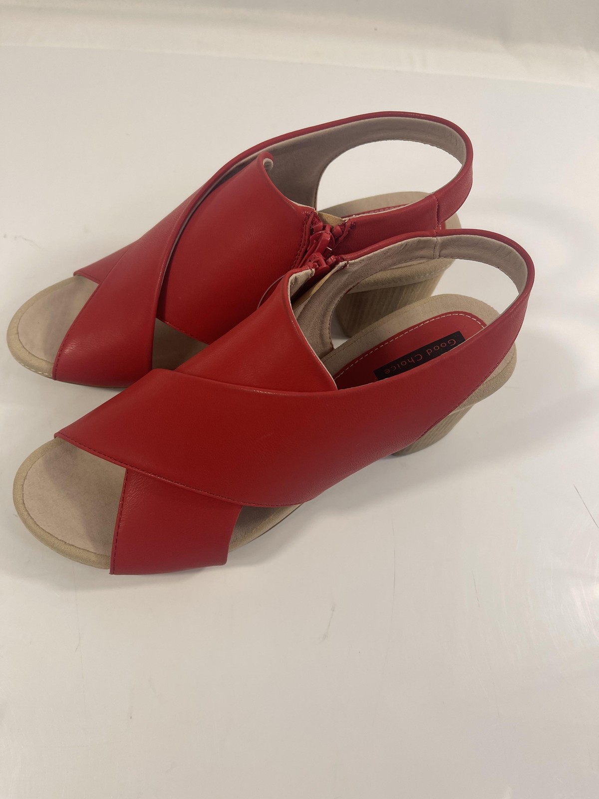 Good Choice Shoes Womens Size 8 Red Keefa Slingback Block Heel Comfort Sandals