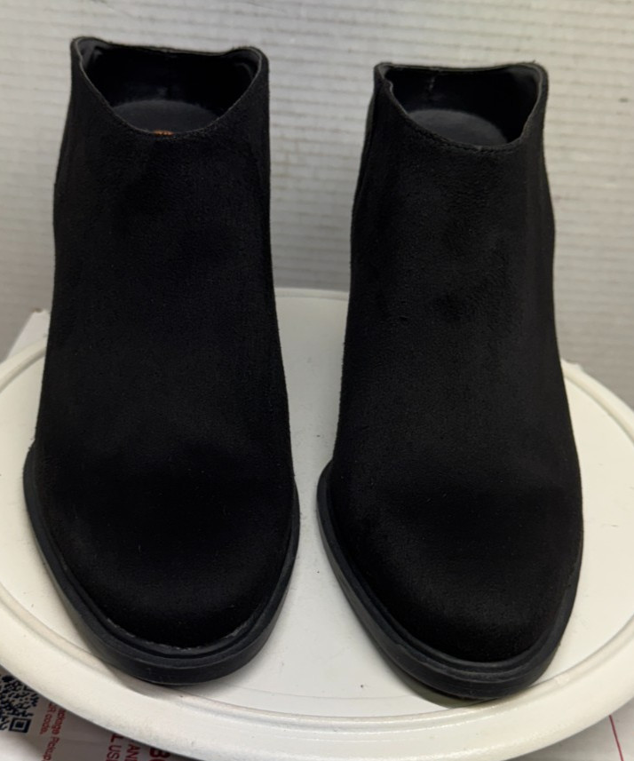 Trash Black Ankle Booties boots Shoe 3.25″ Heels Womens size 10 42.5 Slip on