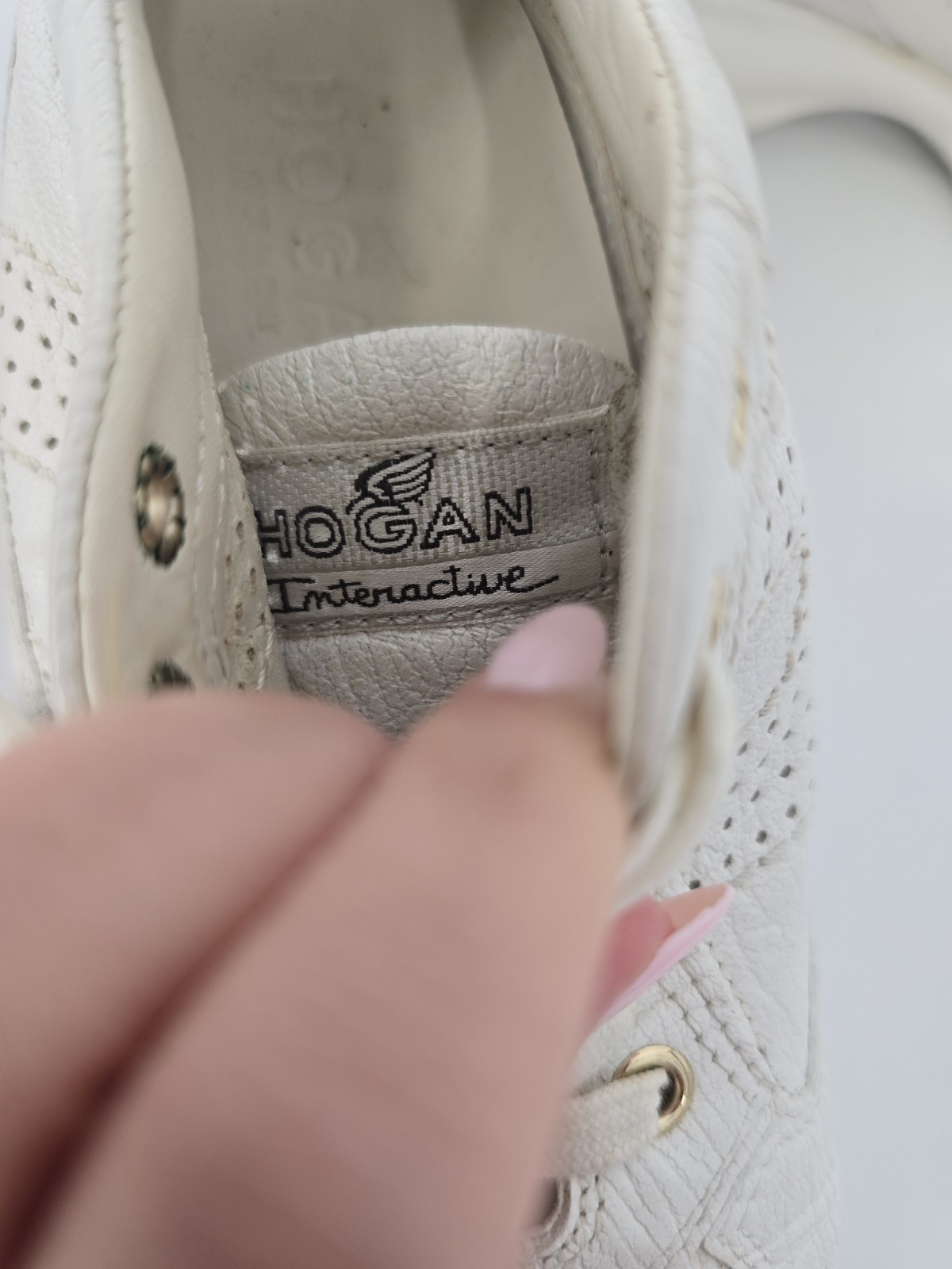 Hogan Interactive Women’s H Bucata White Leather Sneakers Size 36 with Box