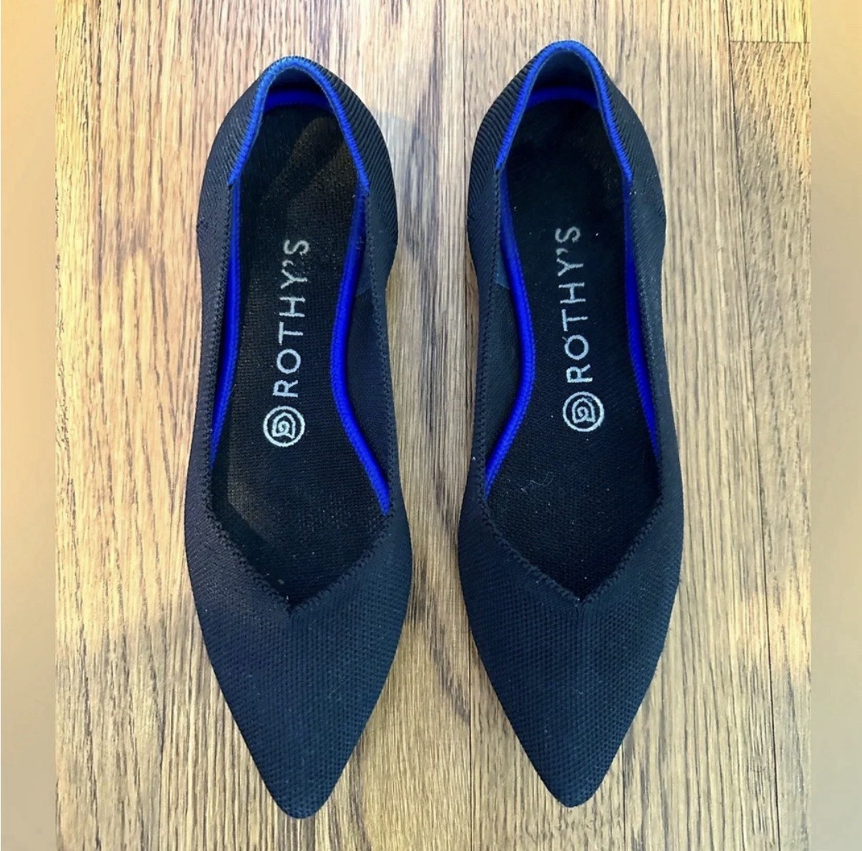 Rothy’s The Point Womens Black Flats Slip On Shoes Size 7.5 (label 8, fit = 7.5)