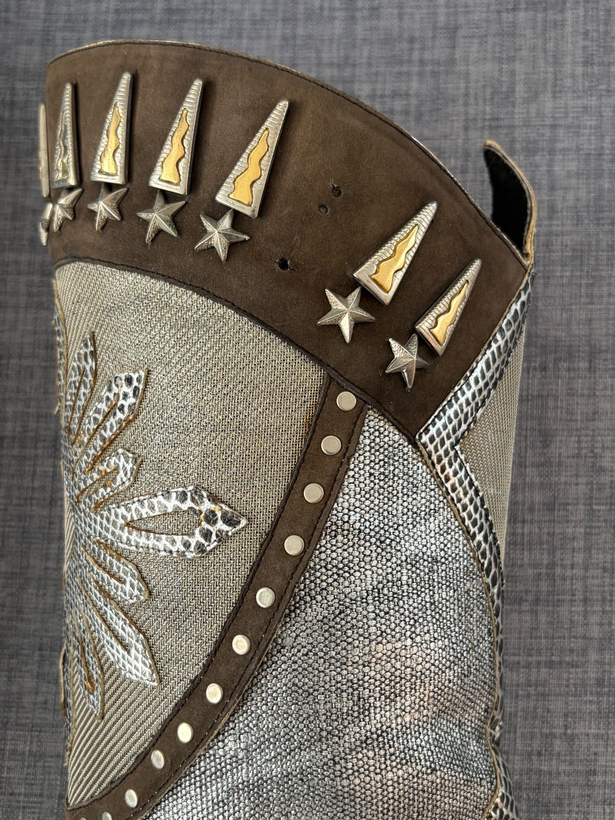 El Vaquero Boots Mid Calf Cowgirl Metallic Leather RARE Size 6.5