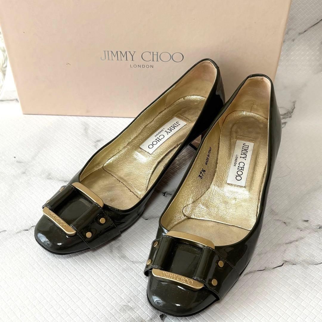 Good Condition Jimmy Choo Patent Leather Pumps Smoke 37.5 with Box
