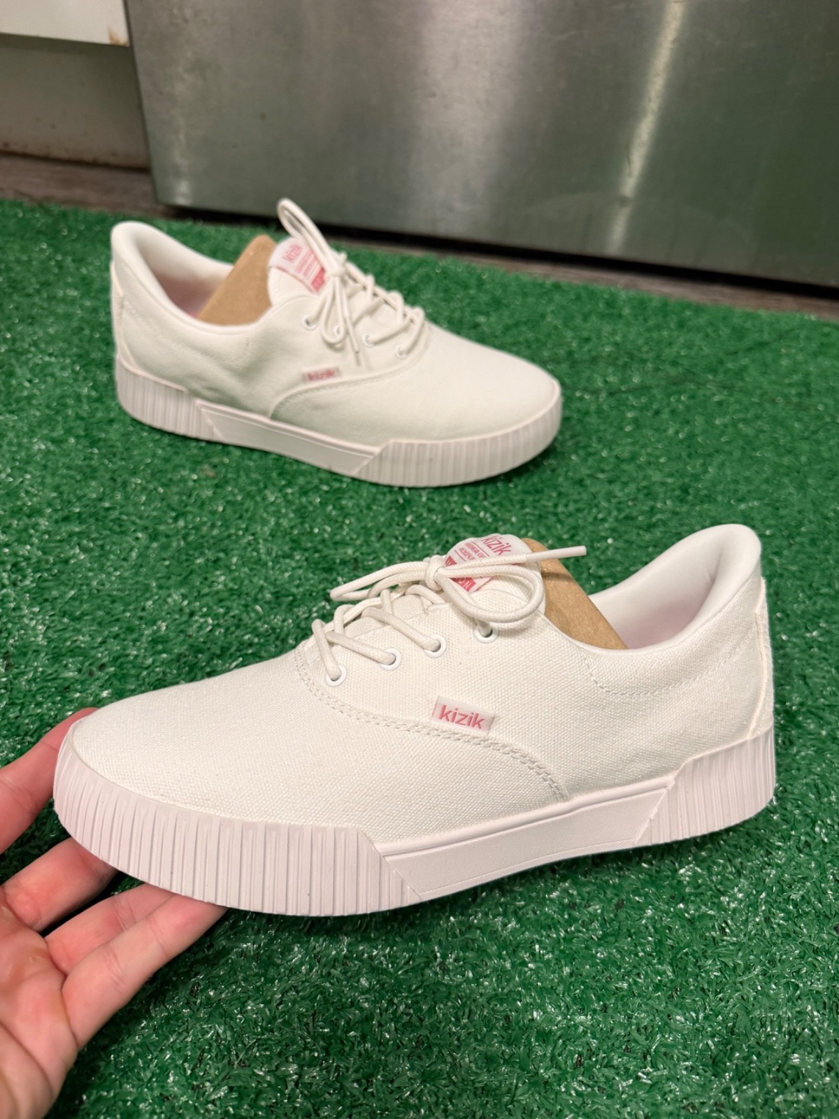 New Kizik Womens Madison Hands Free Step-in Shoes Size 8 Women’s White/Pink NWT