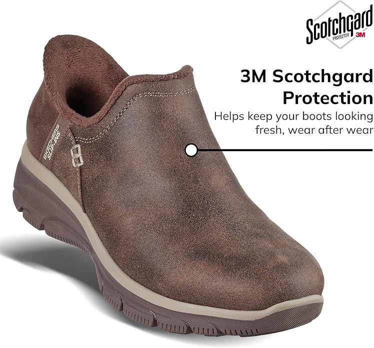 Skechers Women’s Easy Going Modern Hour Slip-Ins Ankle Boot Winter Shoes, Brown