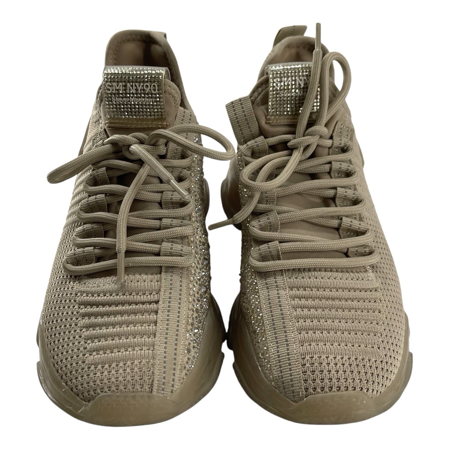Steve Madden Rhinestone Maxima SM NY90 Tan Beige Sneaker Women’s Size 7M