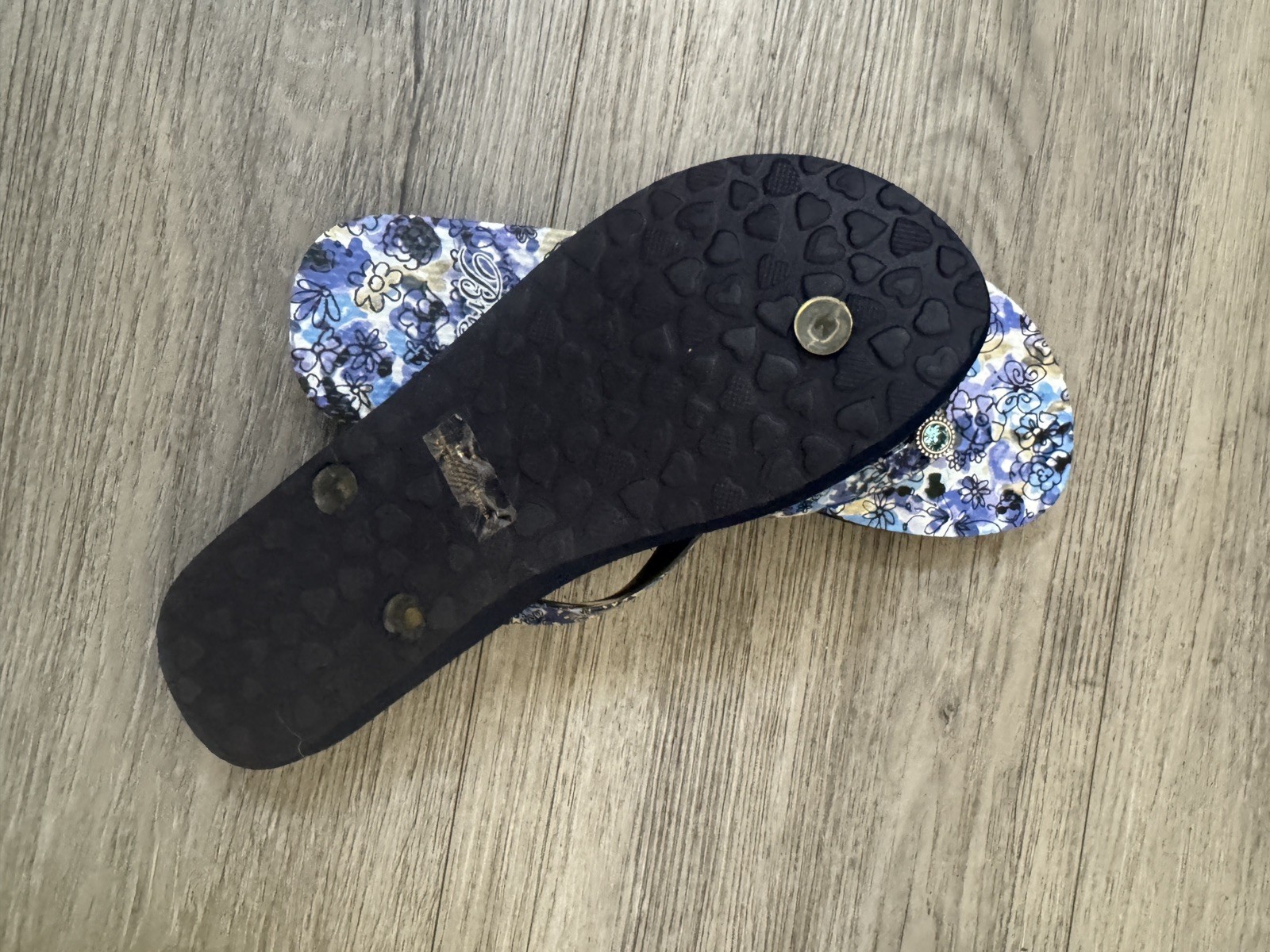 Brighton – Dahlia Flip Flops Size 8 Blue/white Love On Sole