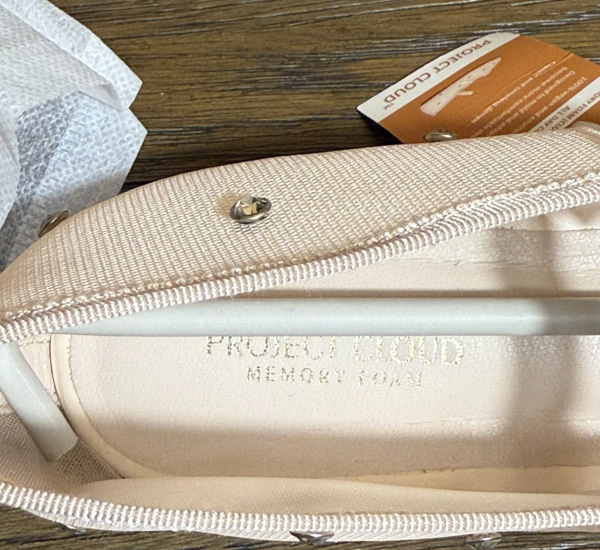 Project Cloud Amity Women’s Ballet Flat Crystal Size 10 Nude Memory Foam