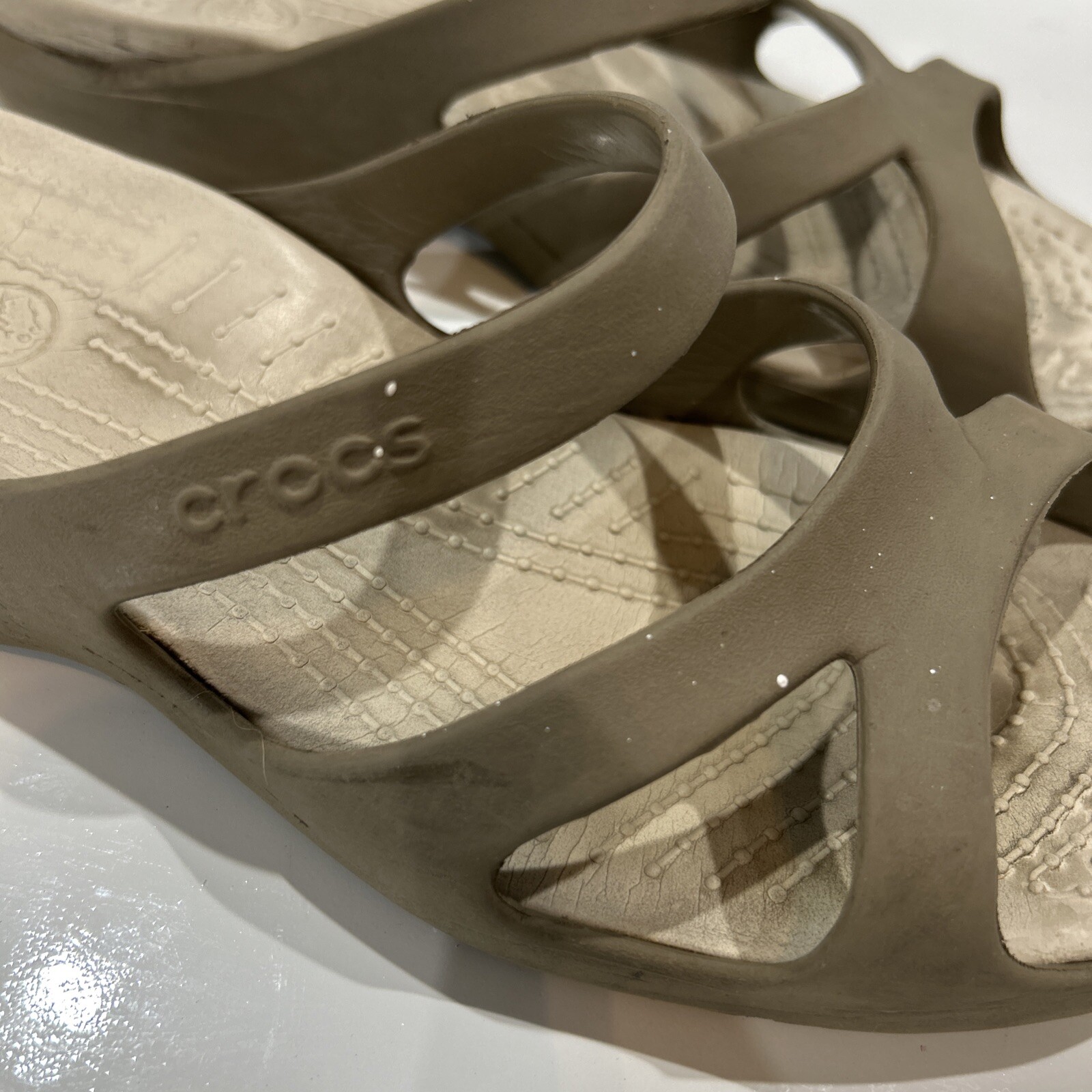 Meleen Slip On Slide Sandals Tan Synthetic Croslite Women’s 10