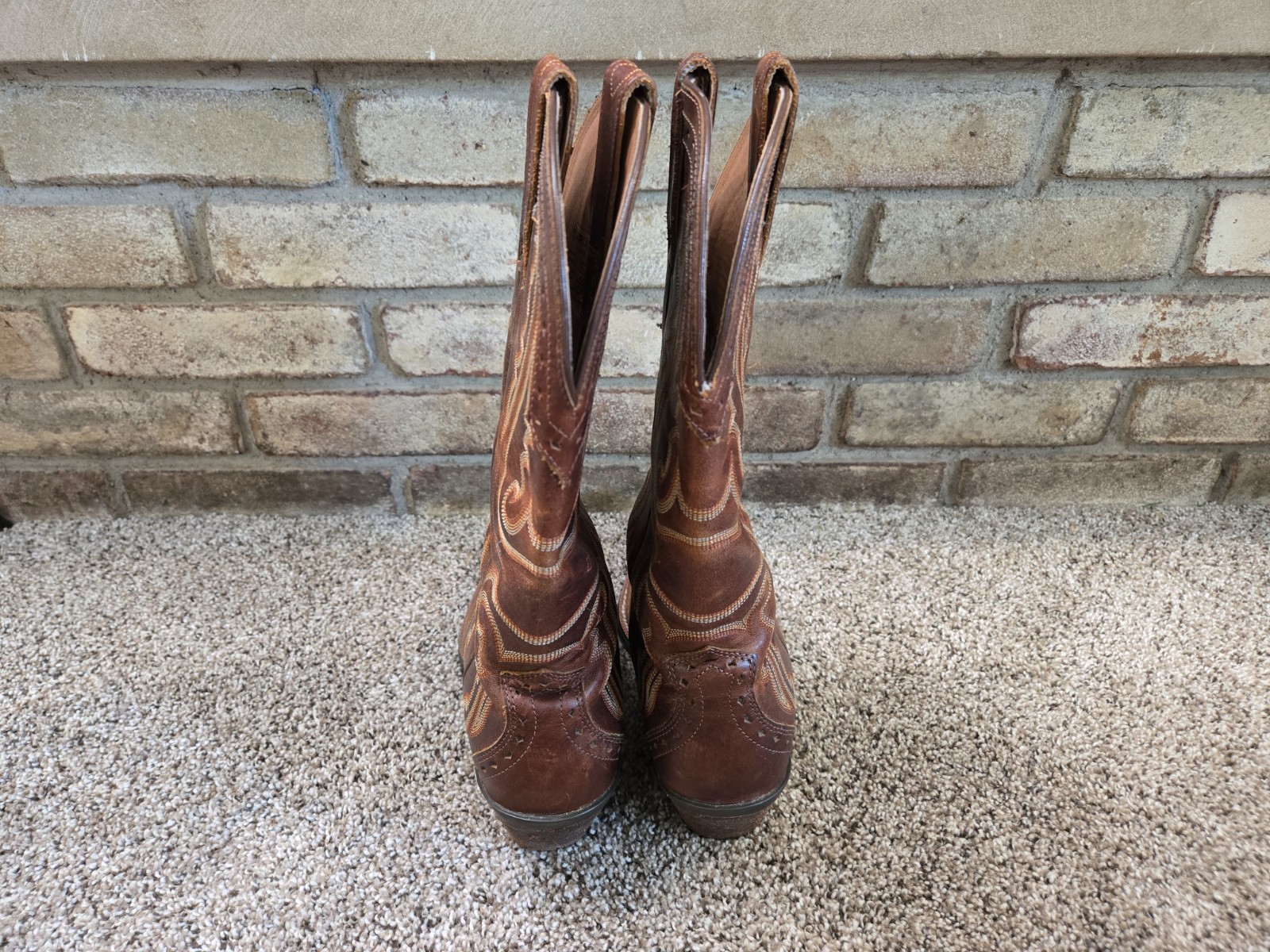 Ariat ATS Brown Leather Western Cowboy Boots Womans Sz 9.5B 10005908 Snip Toe