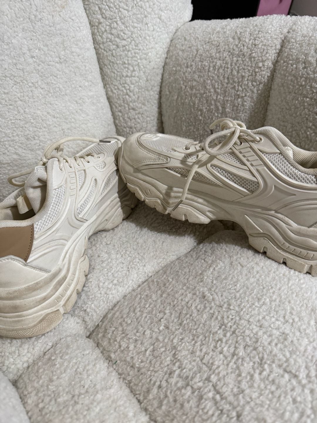 Fashion Thick Sole Chunky Platform Dad Sneakers in Beige Mesh
