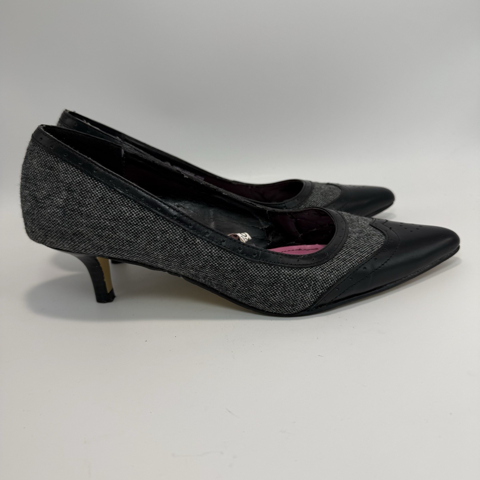 Isaac Mizrahi For Target Women’s Kitten Heels Size 8.5 Fabric/Leather Cap Toe