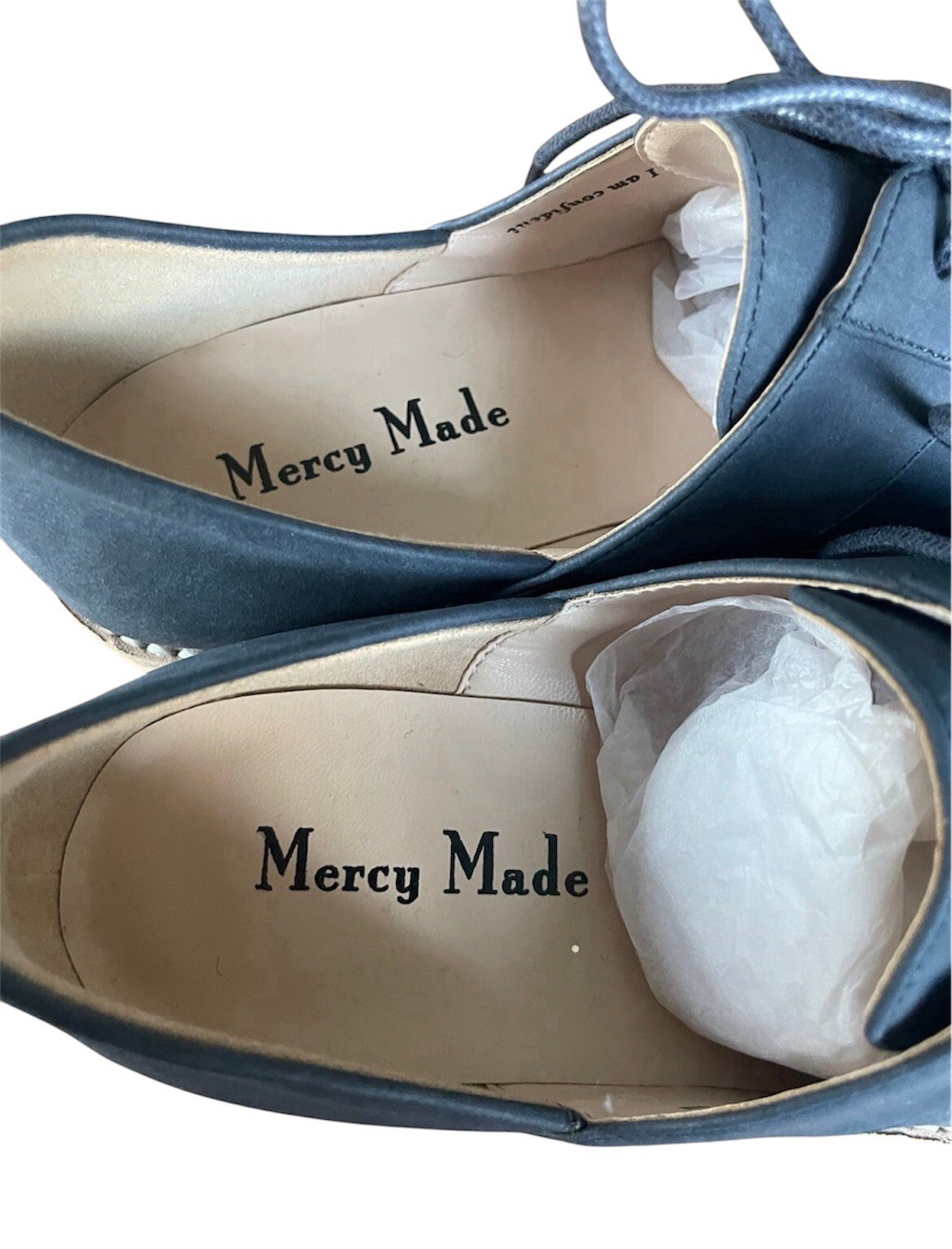 Mercy Made Oxford Shoes Blue (Vegan) Suede Shoes Lace Up Sz 8