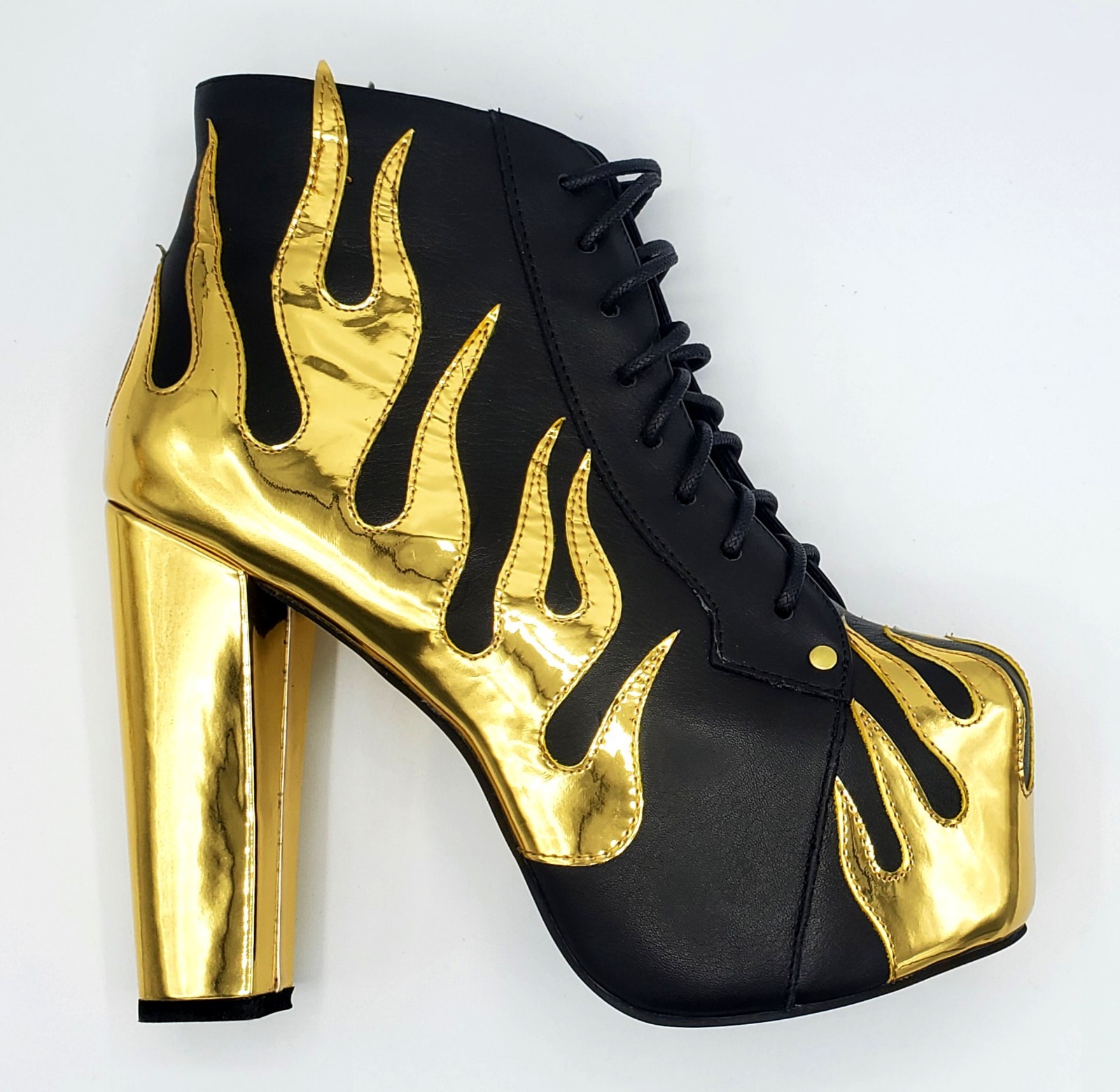 NEW With Box – Jeffrey Campbell Lita FLAME Boots Black Gold Women’s 8M