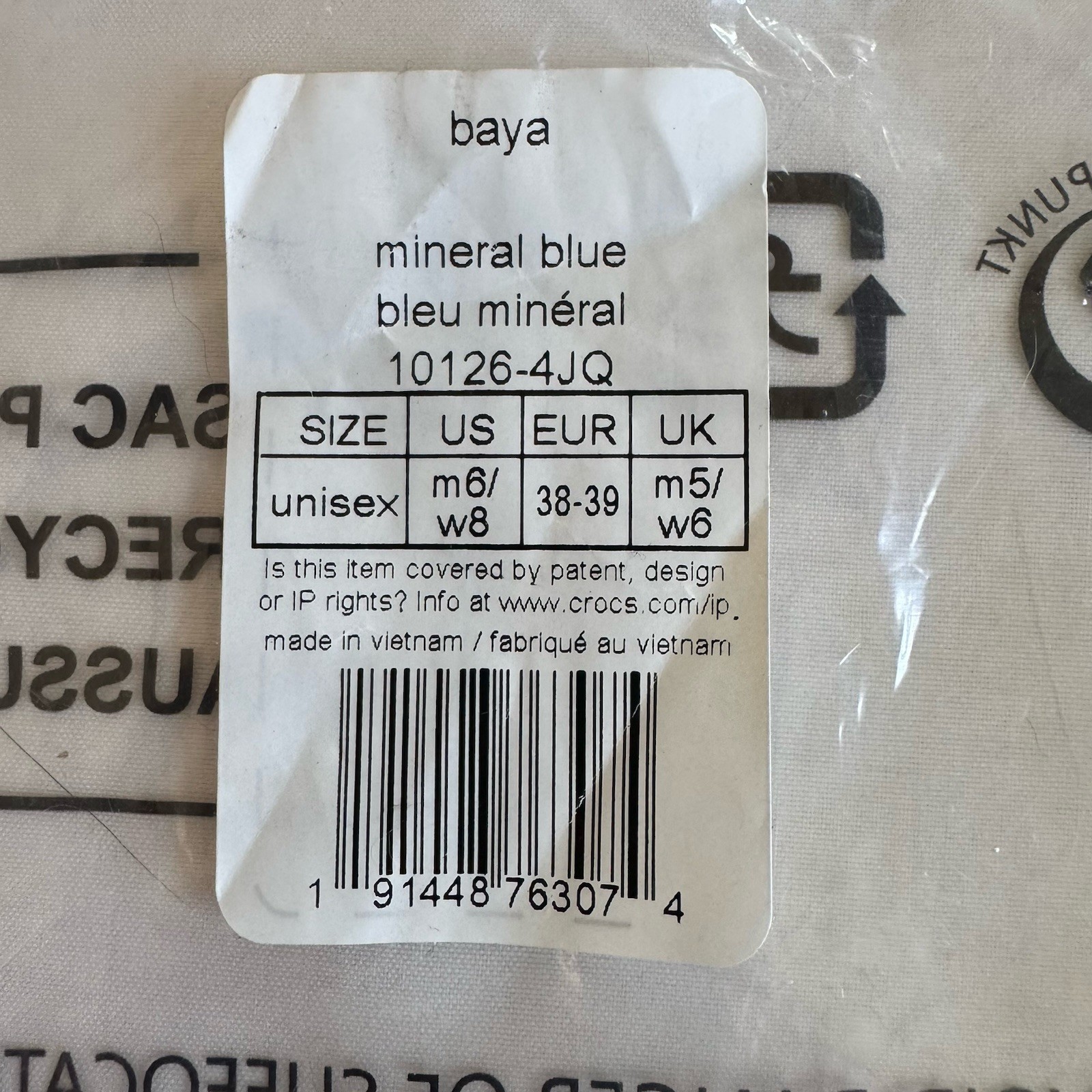 Crocs Baya Clogs Mineral Blue M6 W8 NWT Logo Lightweight Slip On Comfort Unisex