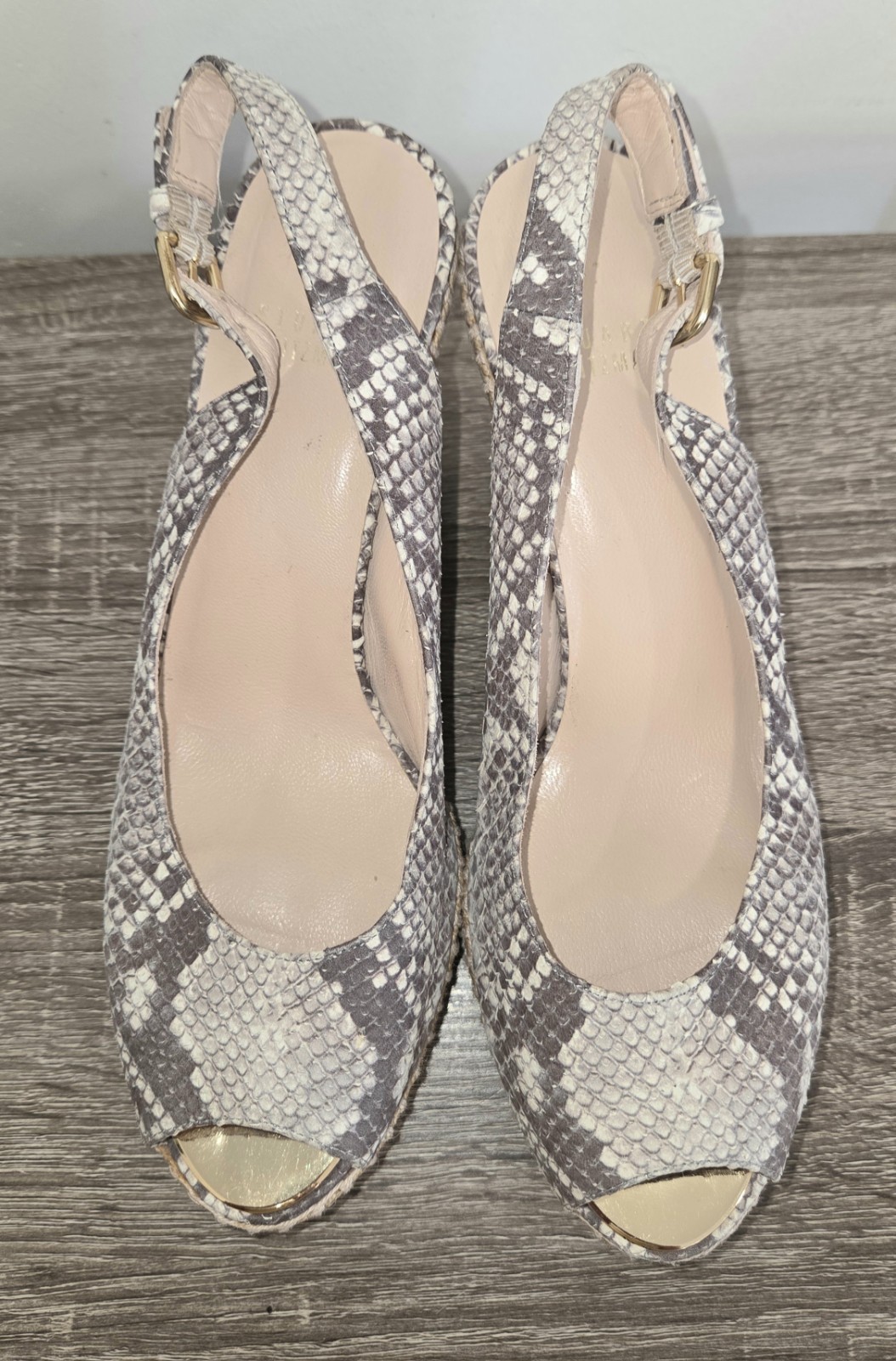 Stuart Weitzman Snakeskin Espadrille Wedge Slingback Heels 9N SEE DESCRIPTION