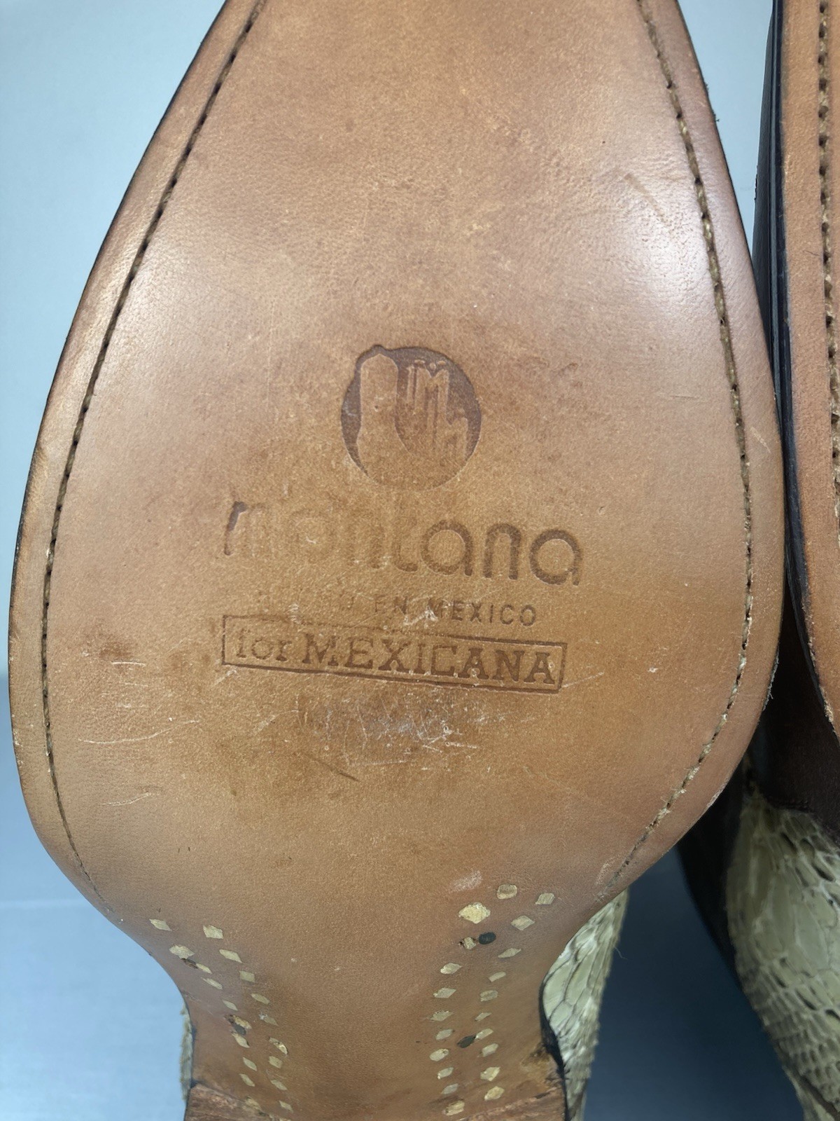 MEXICANA X MONTANA SNAKESKIN & LEATHER WESTERN BOOTS STITCHED WOMENS 9 D WIDE A+