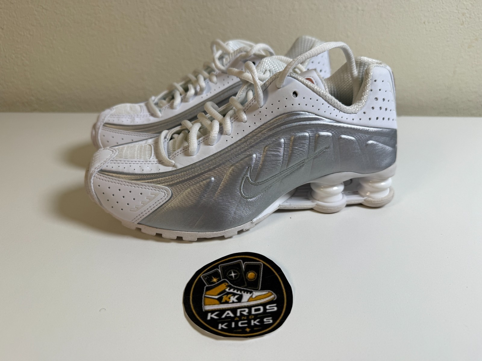 Size 6.5W Nike Shox White Metallic Sneakers Used Good Condition, no box