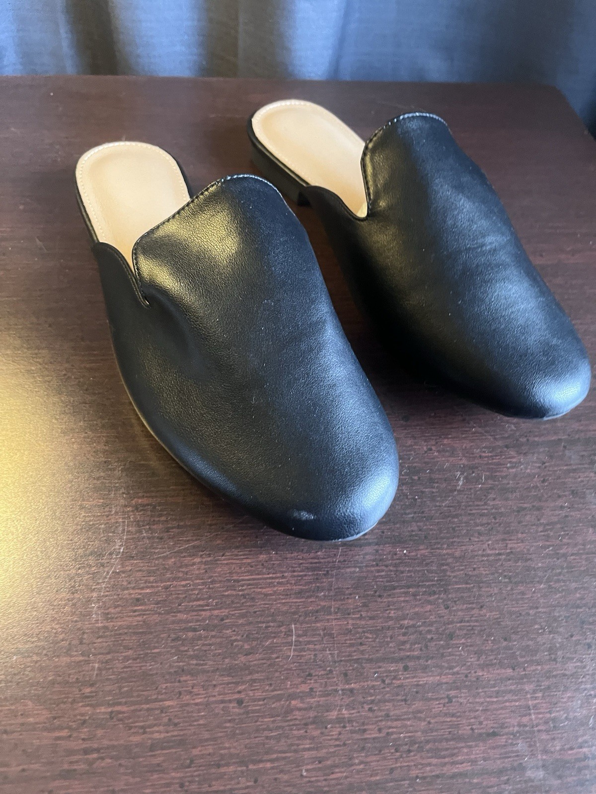 Black Synthetic Round Toe Slip-On Flats Solid Casual Spring Summer Fall Women