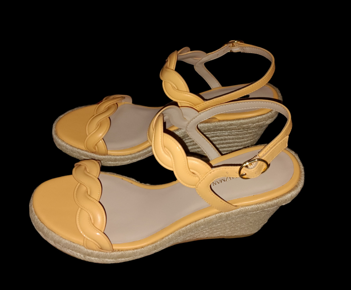 Stuart Weitzman Womens Orange Twist Wedge Sandals Size 10 New without Box